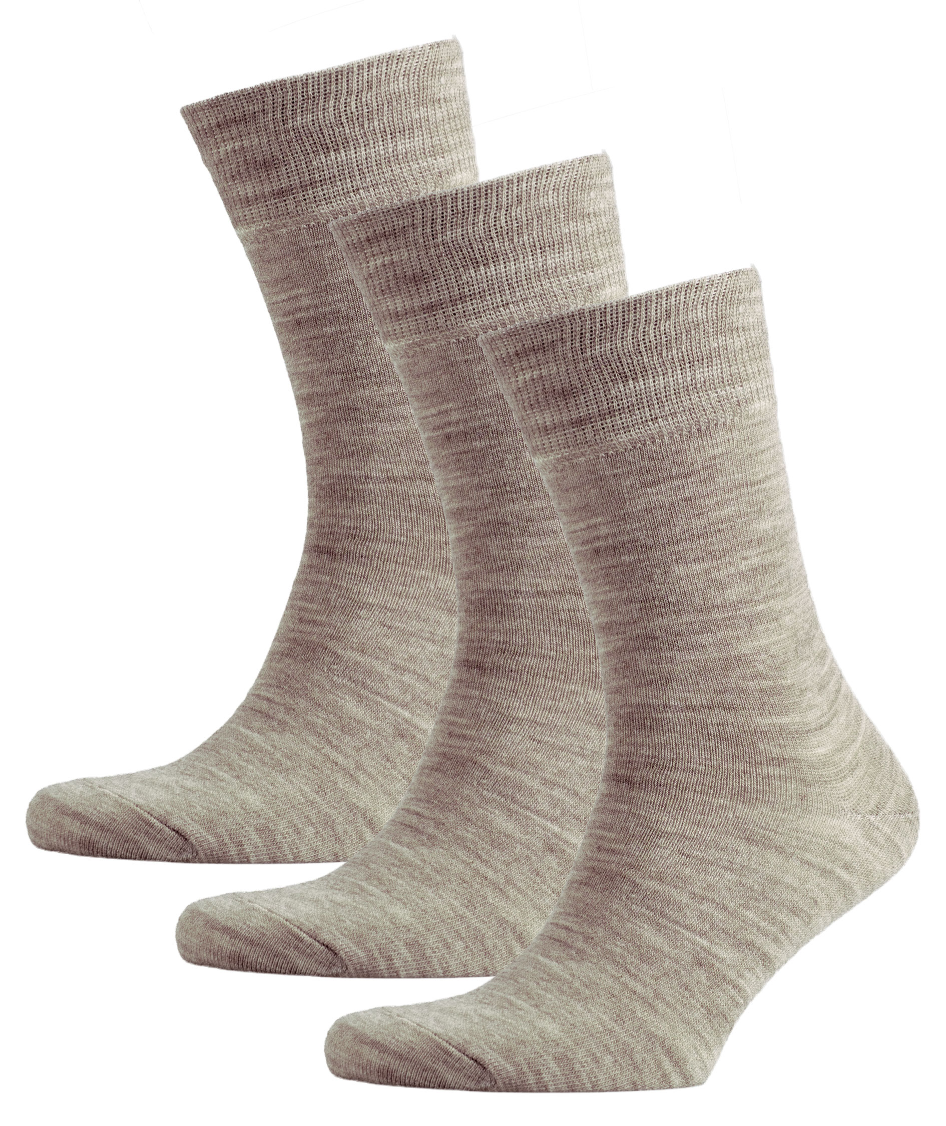 Westborn Basic 3-pack str&oslash;mper med ull, Light Brown Melange, Light Brown Melange, large image number 0