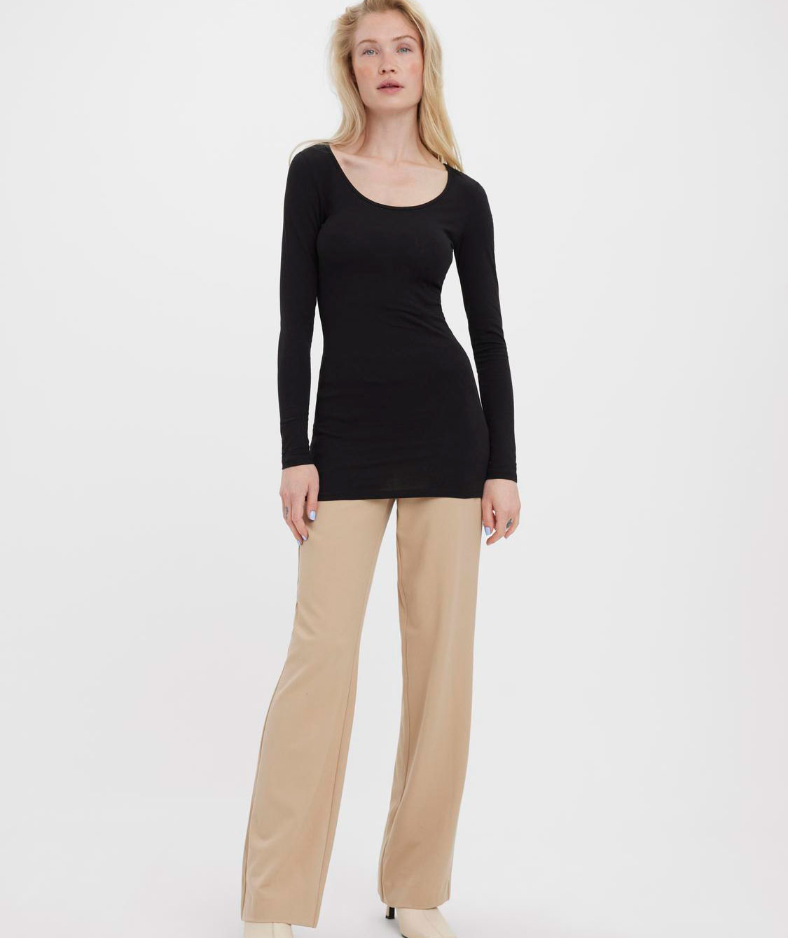 Vero Moda VMMAXI MY SOFT lang lang&aelig;rmet dame T-shirt, Black, large image number 5