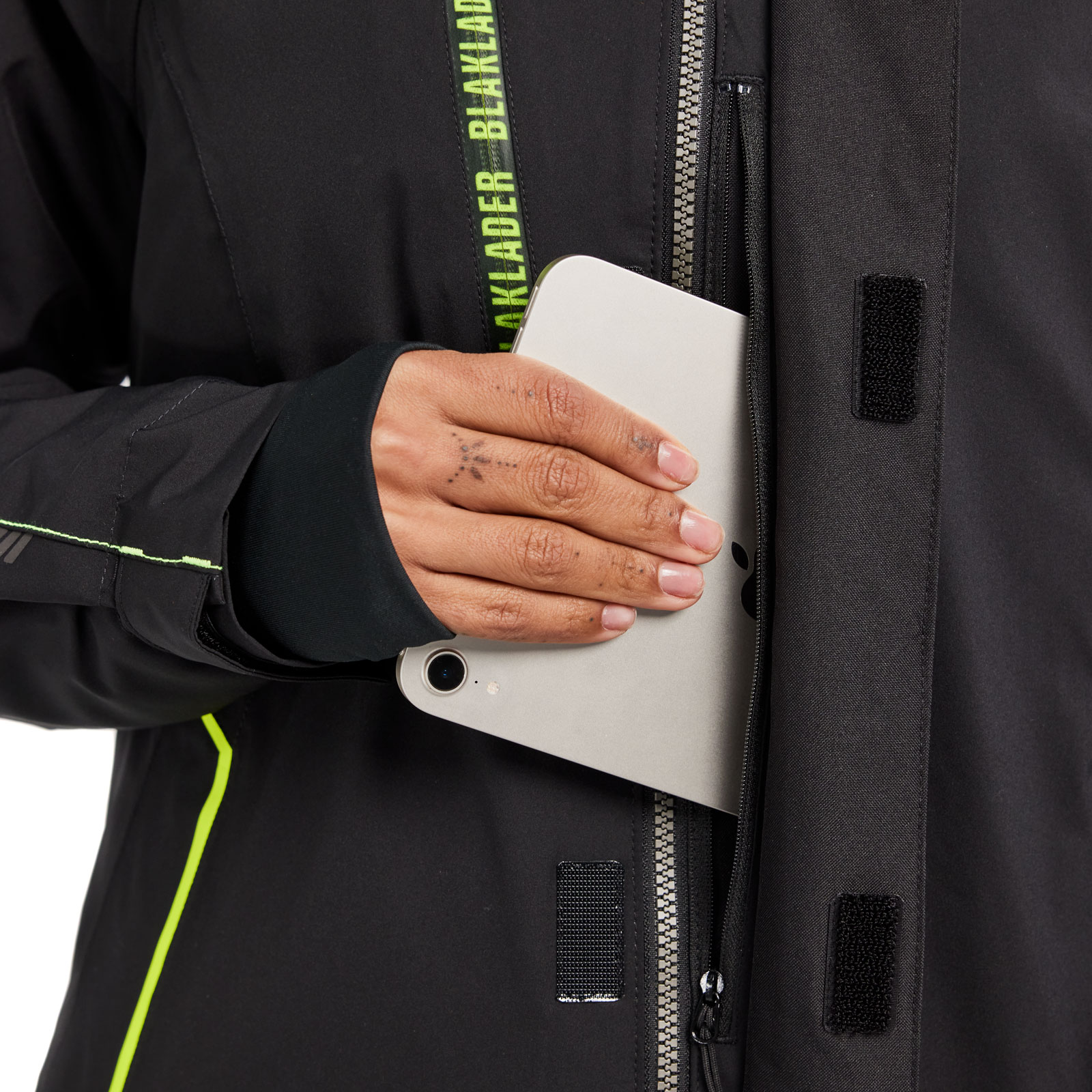 Bl&aring;kl&auml;der letforet damejakke full stretch, Sort/Hi-Vis Gul, large image number 5