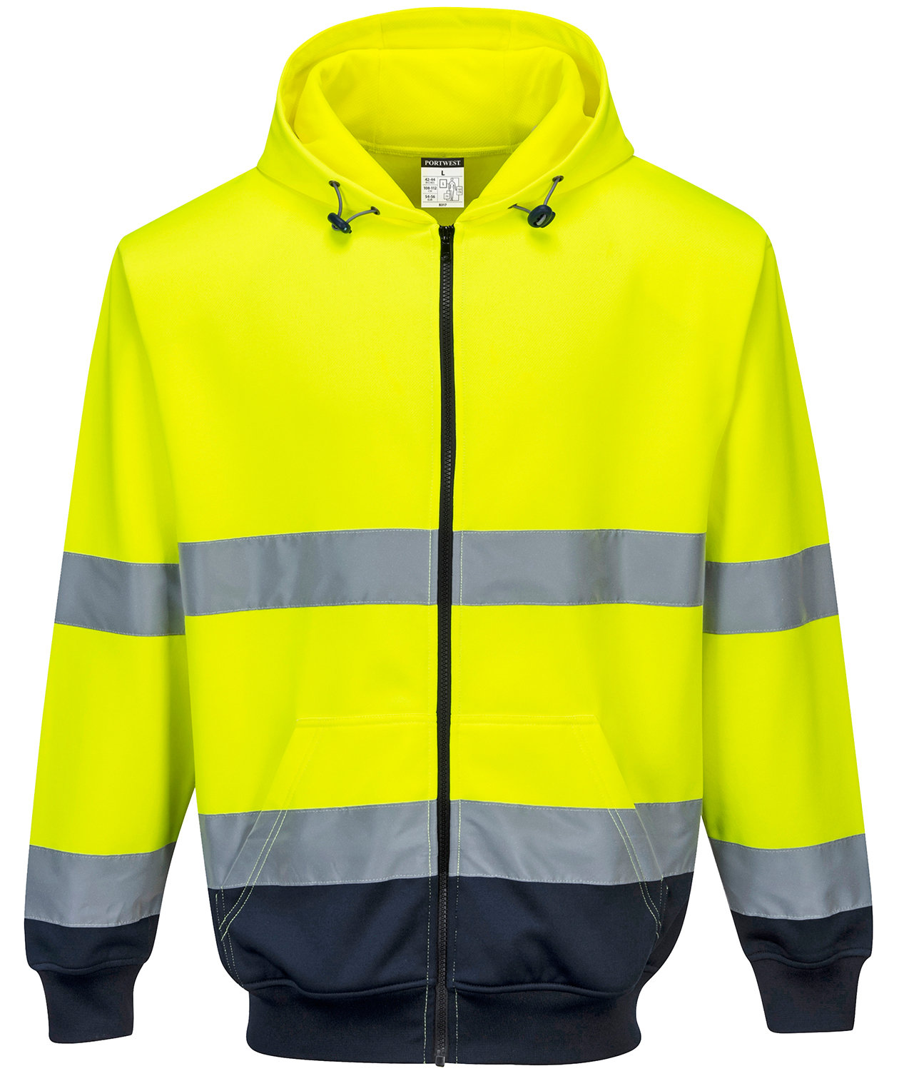 Portwest hoodie, Varsel yellow/marinbl&aring;