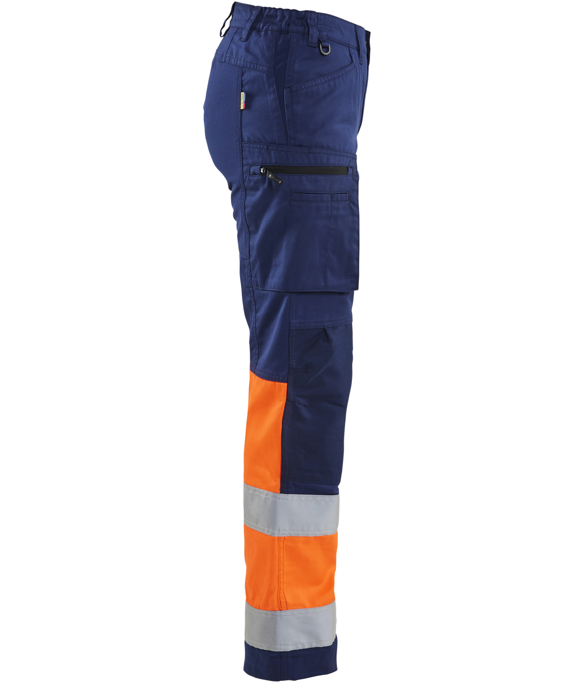 Bl&aring;kl&auml;der dame arbejdsbukser, Marine/Hi-Vis Orange, large image number 3