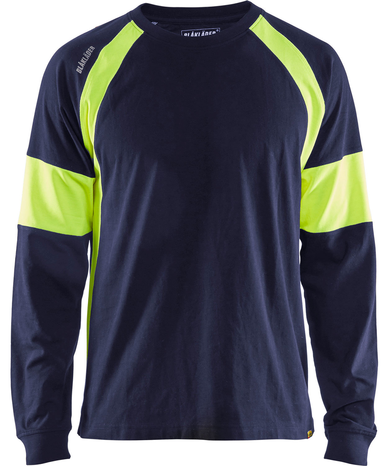 Bl&aring;kl&auml;der lang&aelig;rmet T-shirt, Marine/Hi-Vis gul