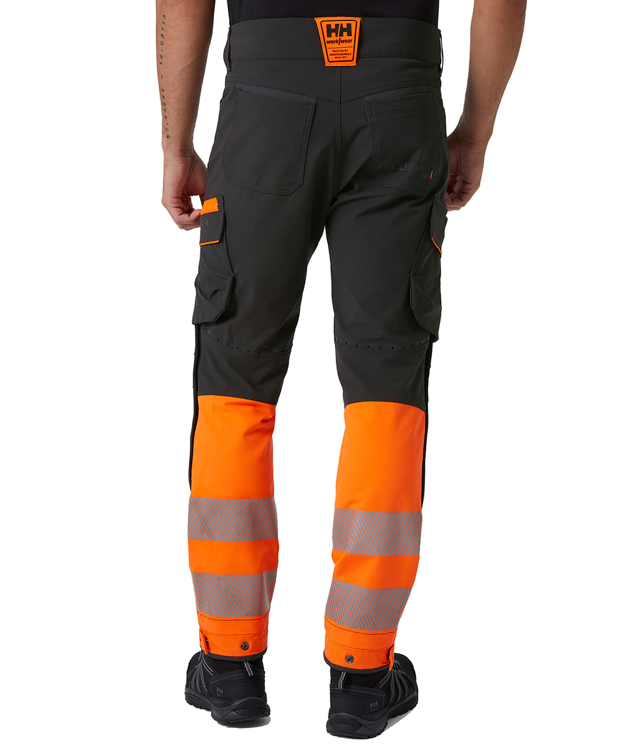 Helly Hansen ICU BRZ servicebukse full stretch, Ebony/Hi-Vis Oransje, large image number 2