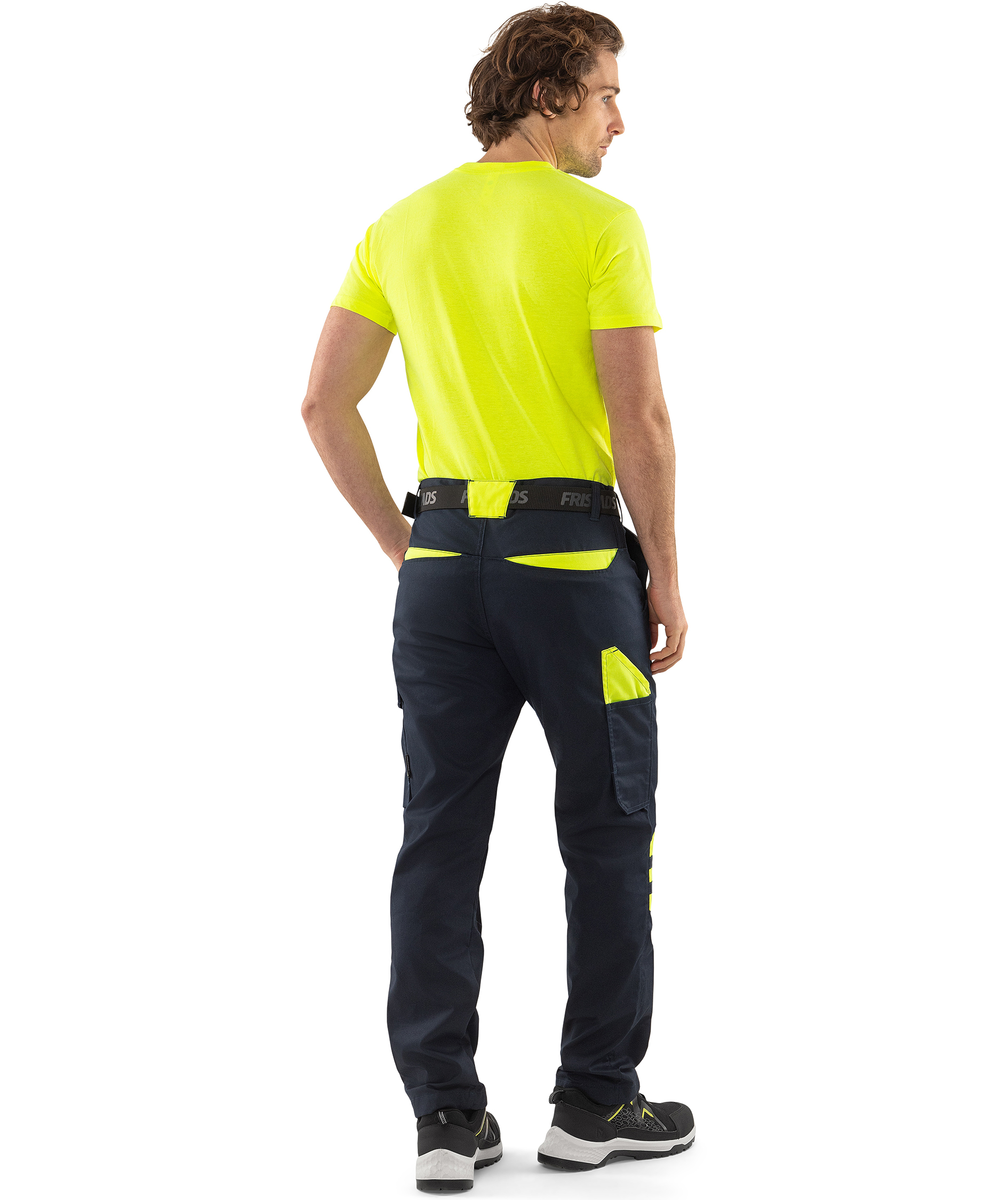 Fristads service trousers 2930 GWM, Dark Marine/Hi-Vis Yellow, large image number 3