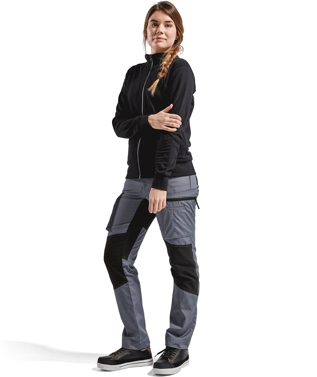 Bl&aring;kl&auml;der Unite dame servicebukse, Gr&aring;/Svart