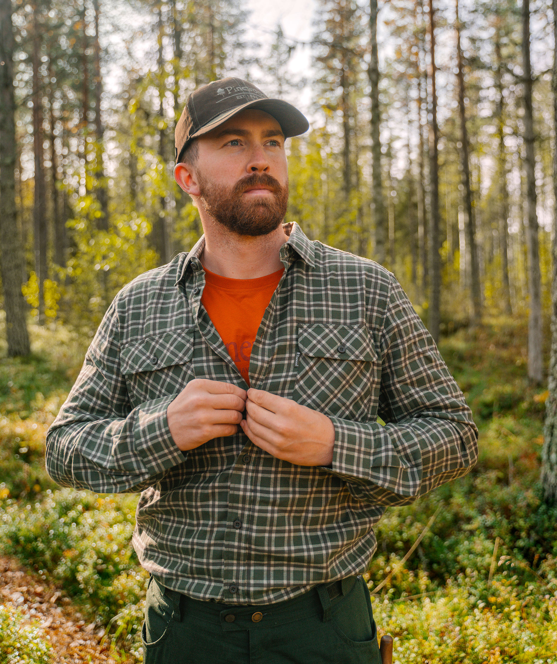 Pinewood Lappland skjorte med uld, Moss Green/Light Khaki, large image number 1