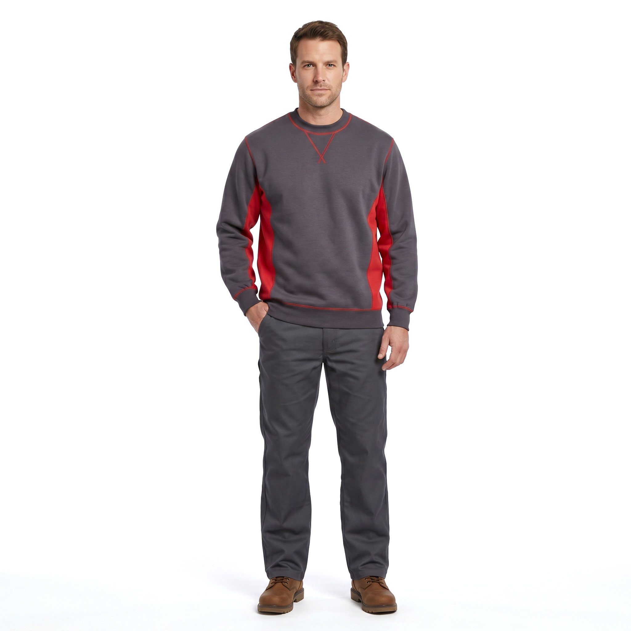 J.A.K. Basic sweatshirt 1626, Grey/Red, large image number 2