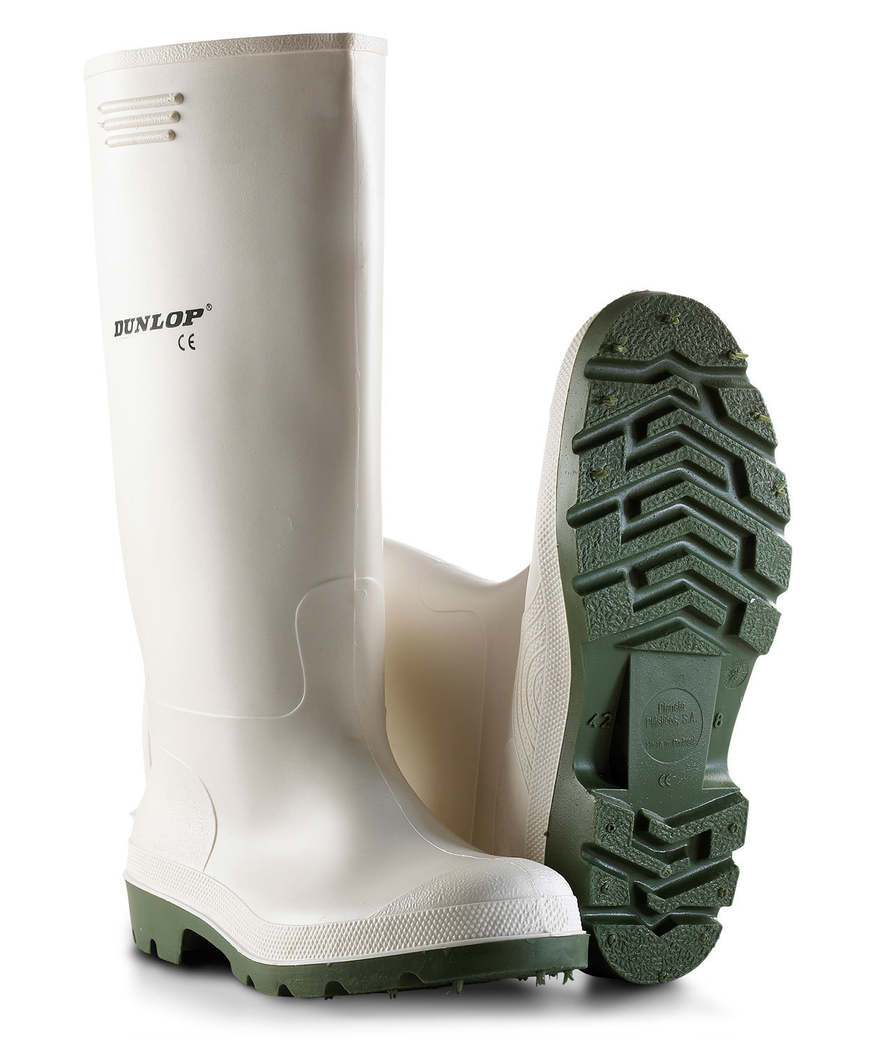 Dunlop Pricemastor Gummistiefel, Wei&szlig;/Gr&uuml;n