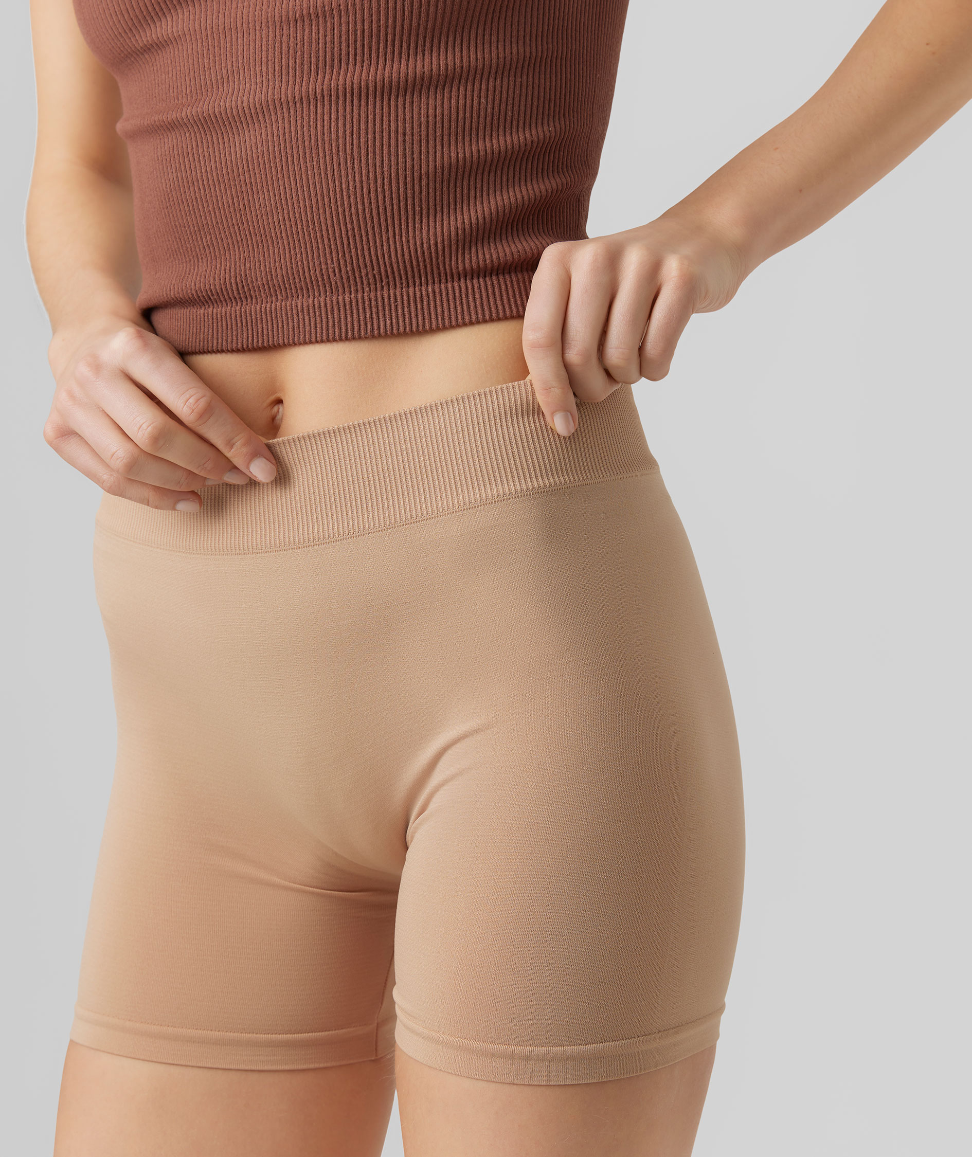 Vero Moda VMJACKIE korta seamless innershorts dam, Tan, large image number 3