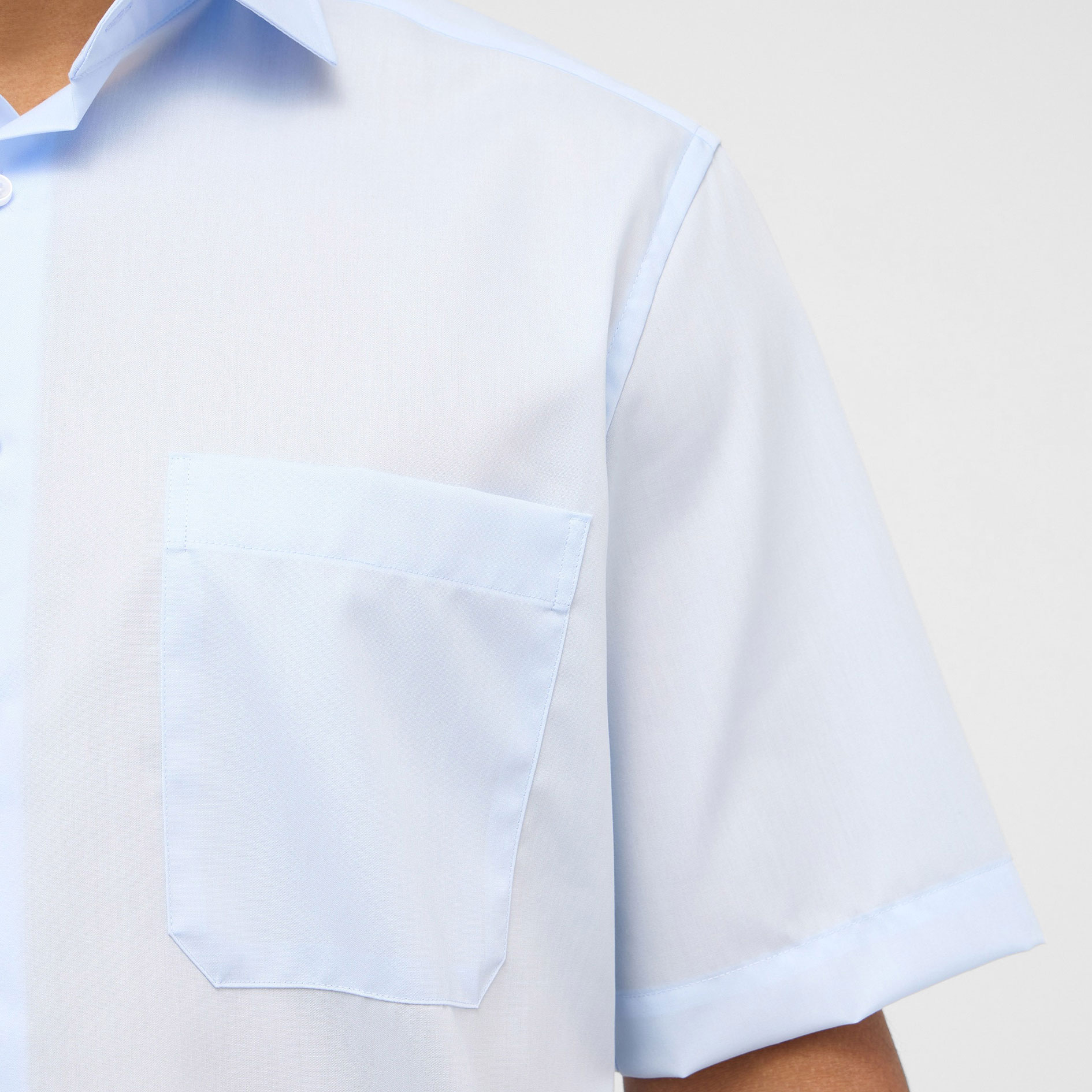 Eterna Uni Comfort fit kort&auml;rmad Poplin skjorta, Ljus Bl&aring;, large image number 3