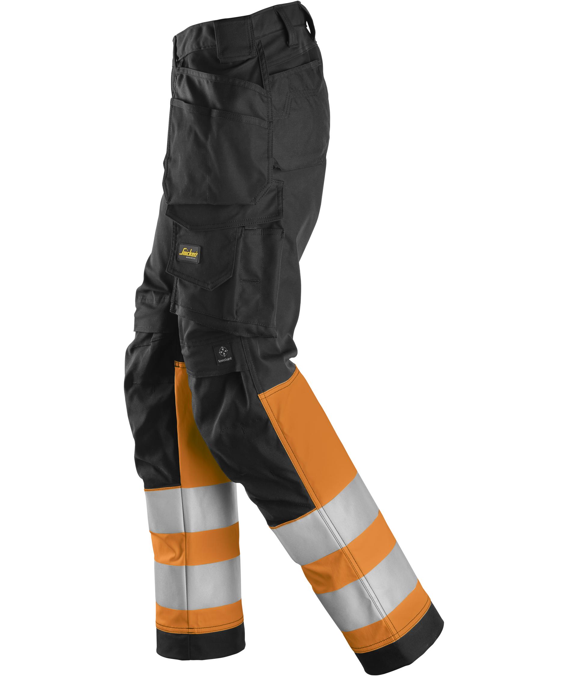 Snickers dame h&aring;ndverksbukse 6734, Svart/Hi-vis Oransje, large image number 3