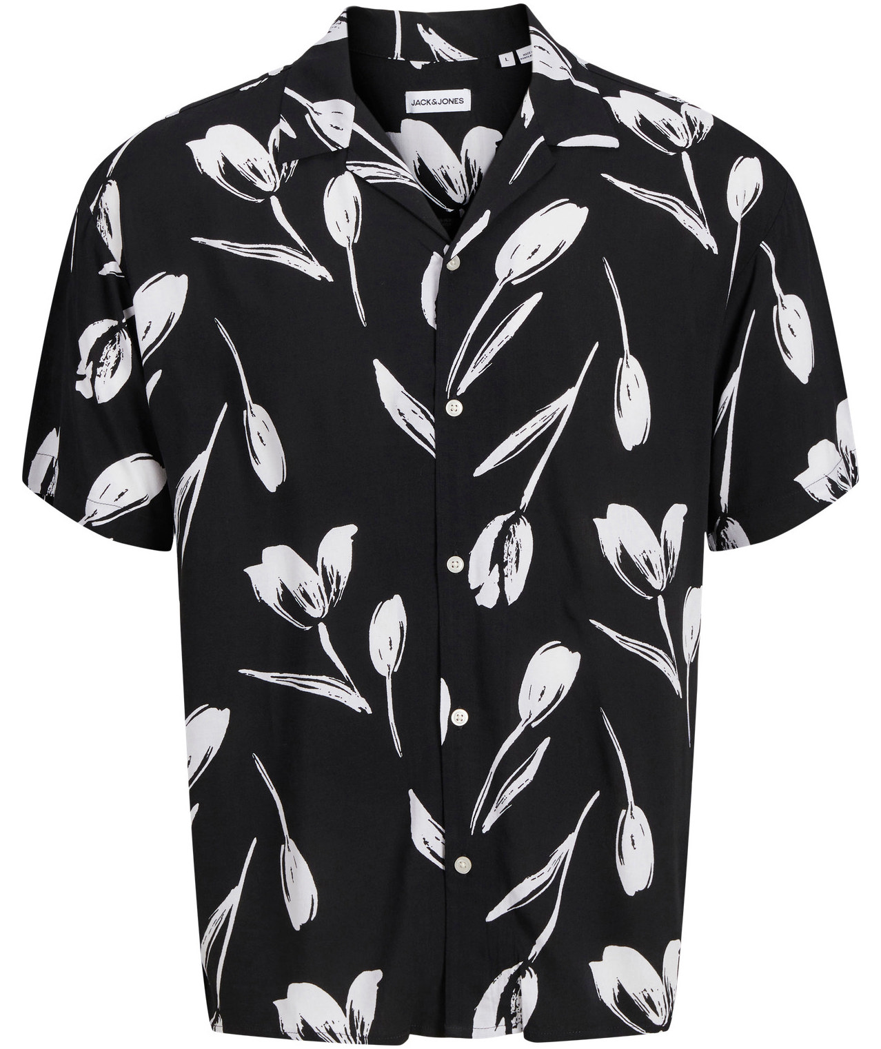 Jack & Jones JJEJEFF CHARGE RESORT kort&auml;rmad skjorta, Svart, Svart, swatch