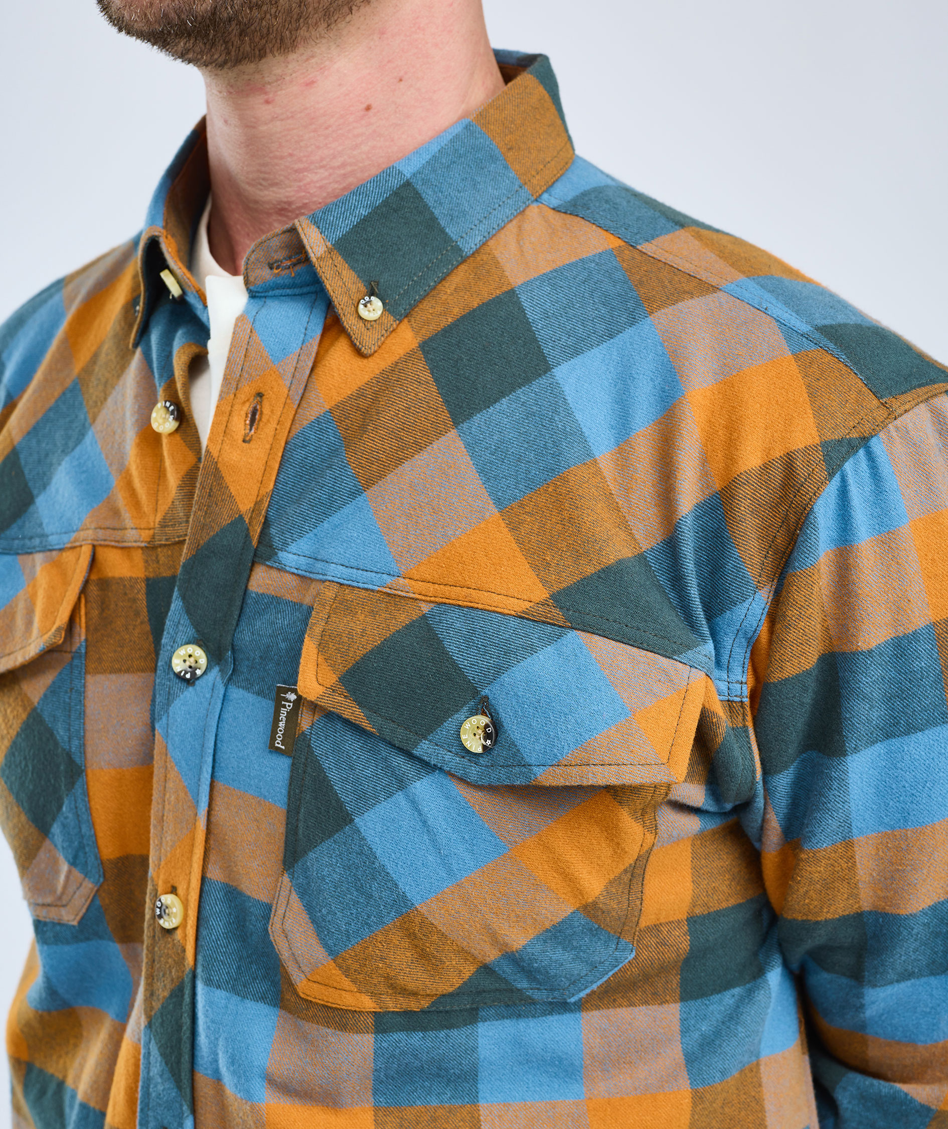 Pinewood Lumbo flannel skovmandsskjorte, Fudge/Blue, large image number 5