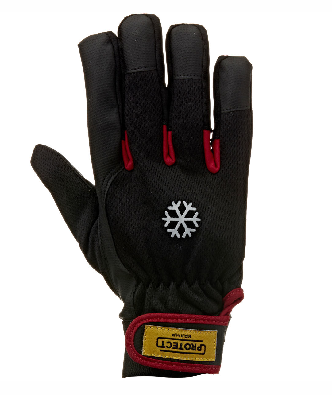 Cramp winter gloves with velcro, Black/Red, large image number 0