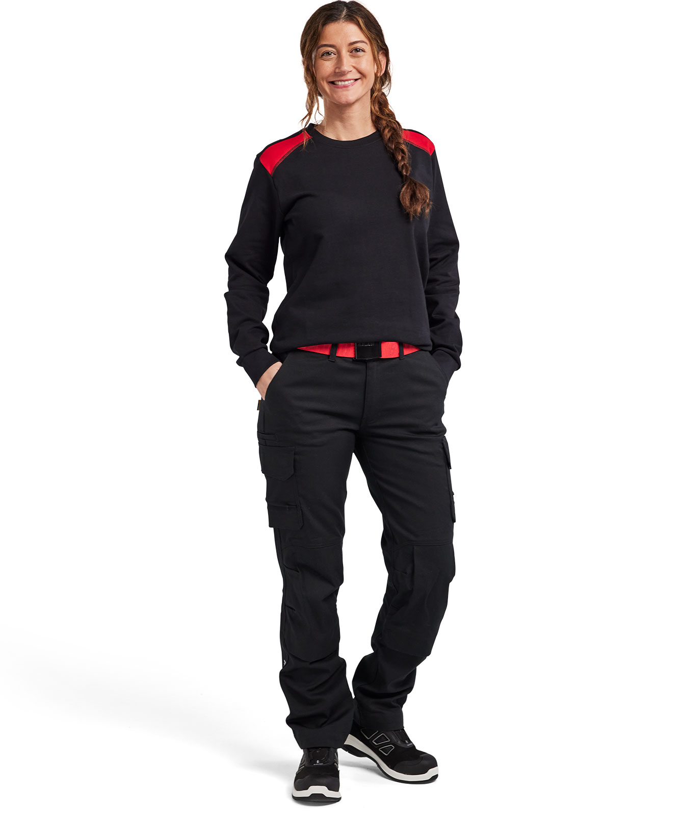 Bl&aring;kl&auml;der dame arbejdsbukser, Sort, large image number 1