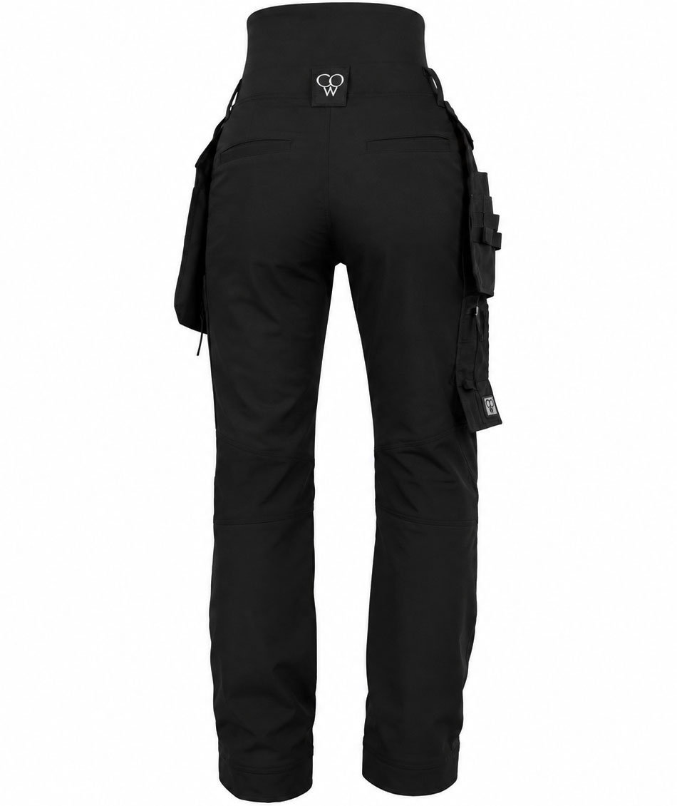 CO Workwear dame h&aring;ndv&aelig;rkerbukser full stretch, Sort, large image number 2