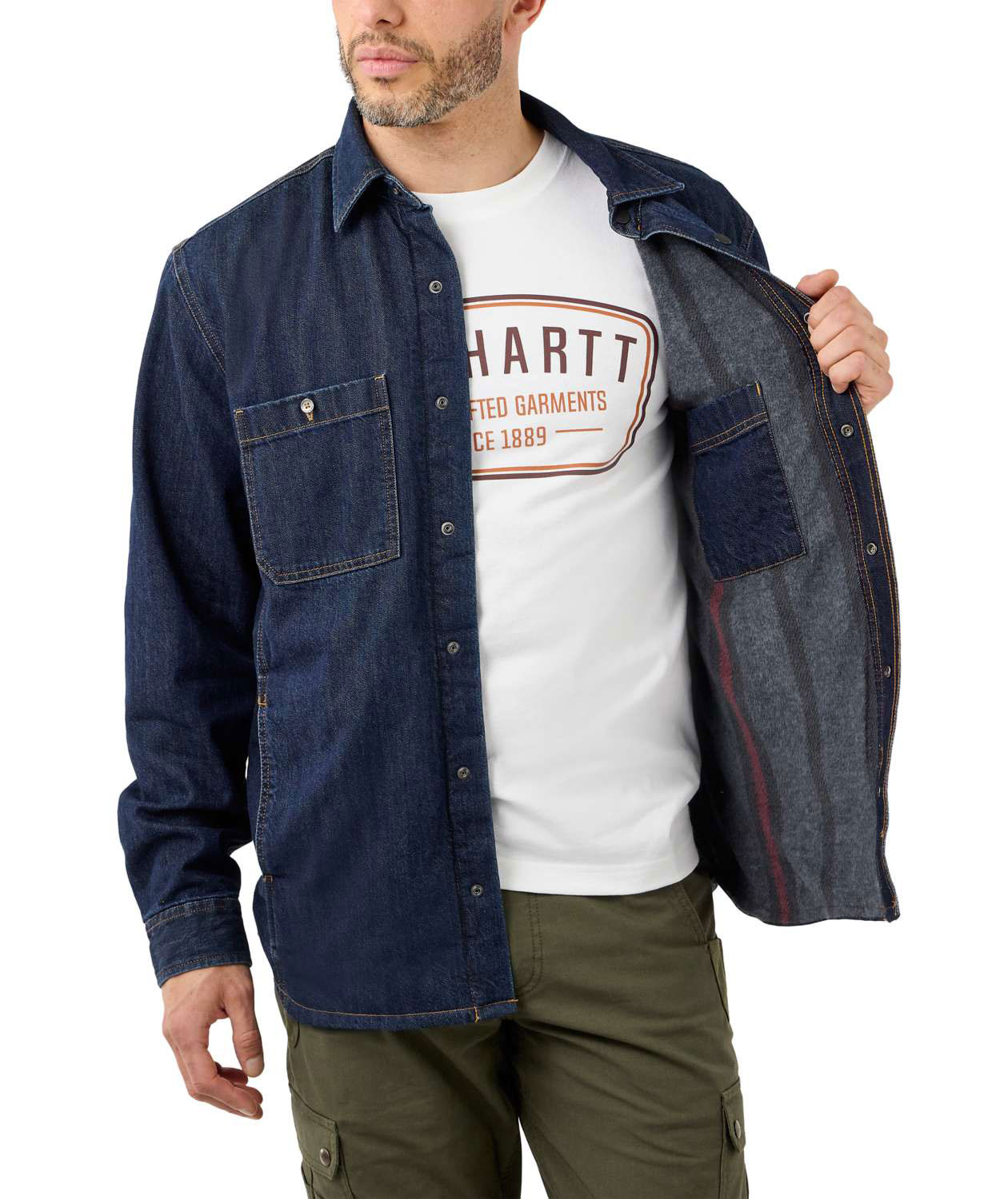 Carhartt denim skjorte med fleece for, Glacier, large image number 3