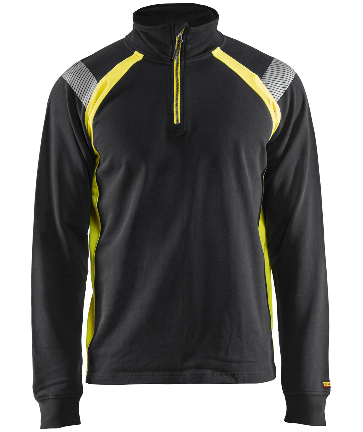 Bl&aring;kl&auml;der sweatshirt half zip, Svart/Varselgul