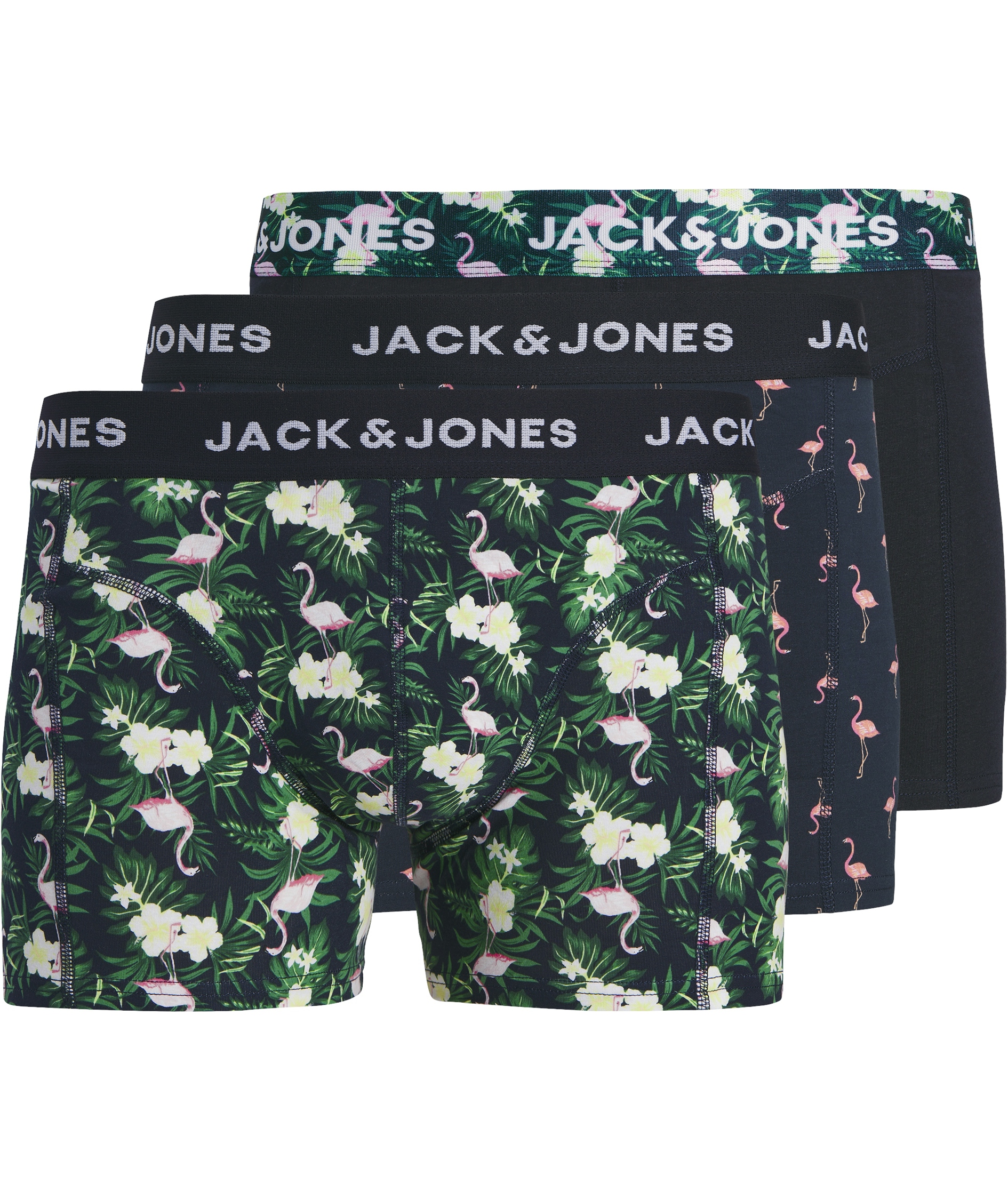 Jack & Jones JACFLAMINGO FLOWER 3-pack boxer shorts, Black