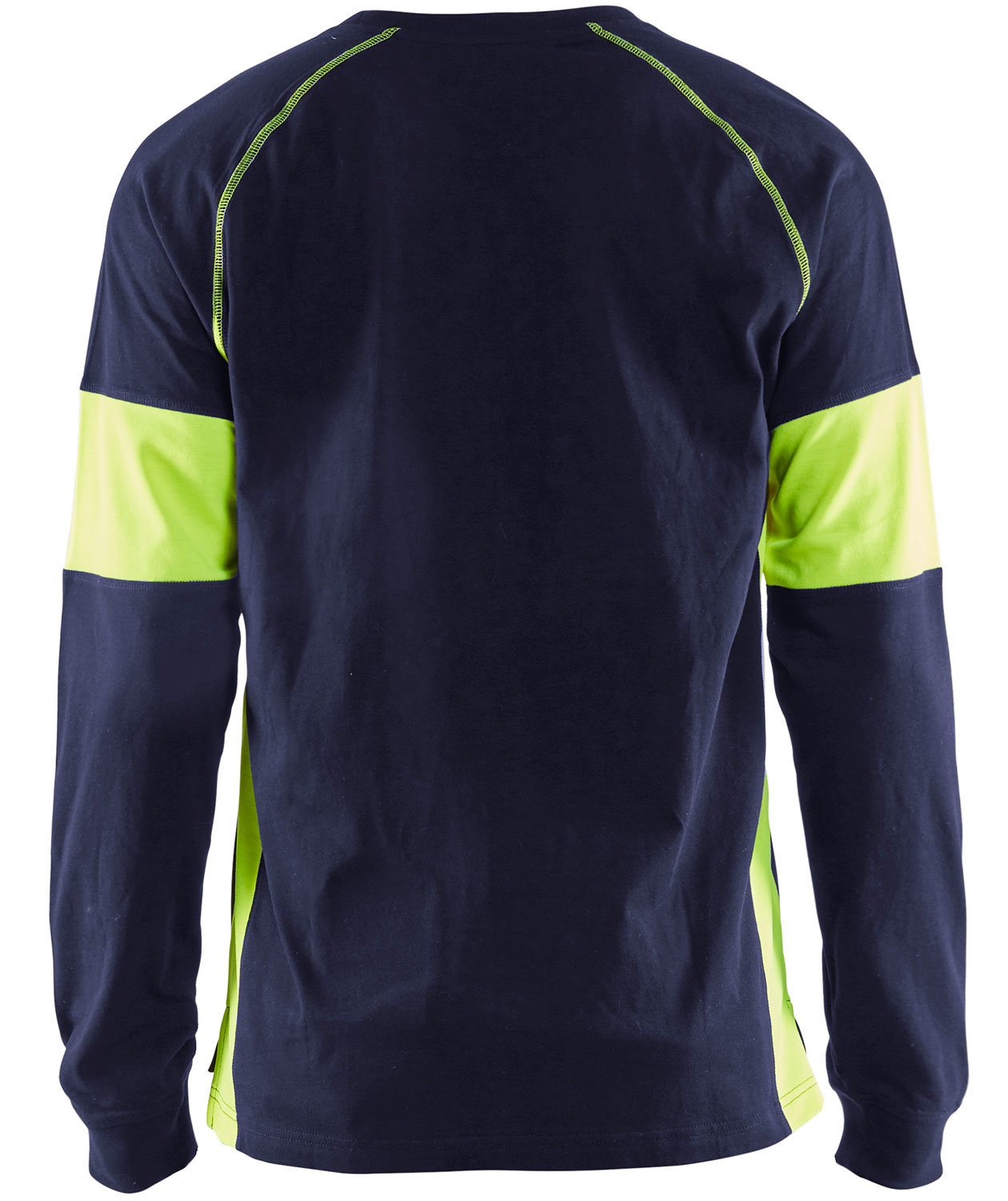 Bl&aring;kl&auml;der lang&aelig;rmet T-shirt, Marine/Hi-Vis gul