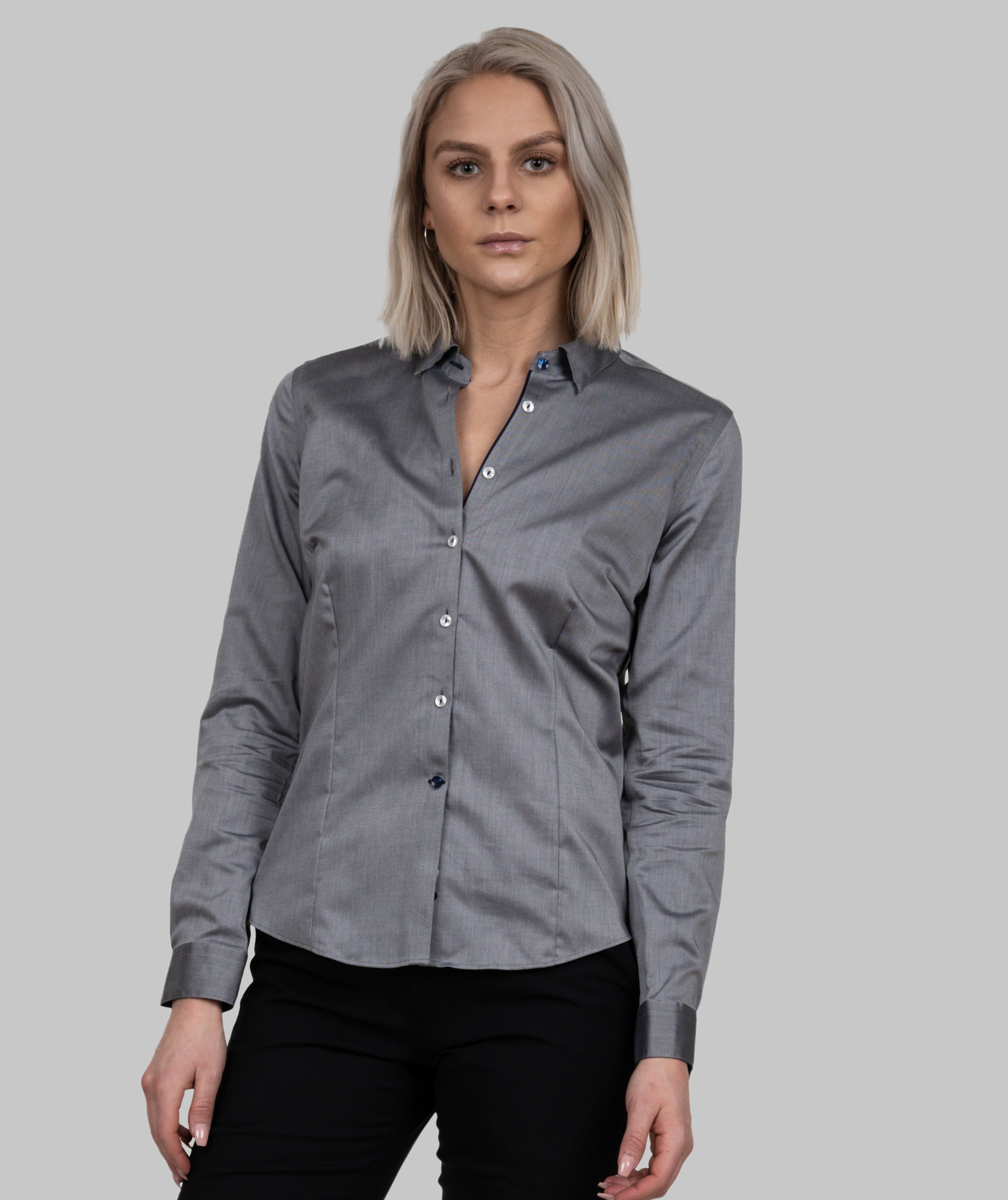 J. Harvest & Frost Twill Red Bow 122 lady fit skjorte, Gr&aring;