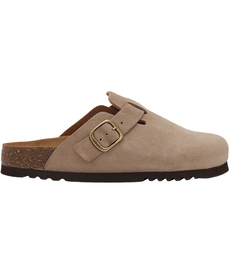 Scholl Fae suede clog dam, Dark Beige