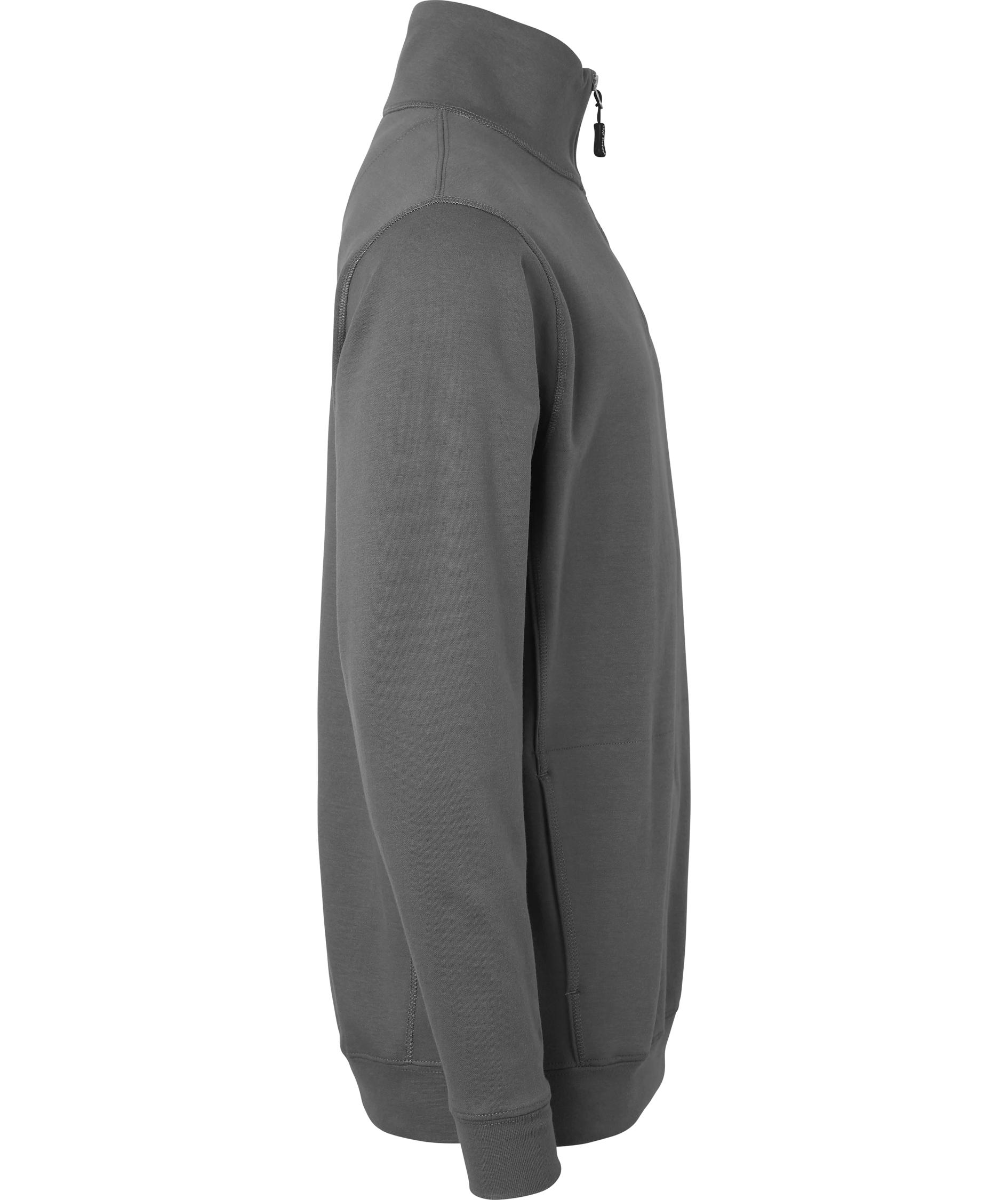 Top Swede sweatshirt med kort lynl&aring;s 0102, M&oslash;rk Gr&aring;, large image number 2