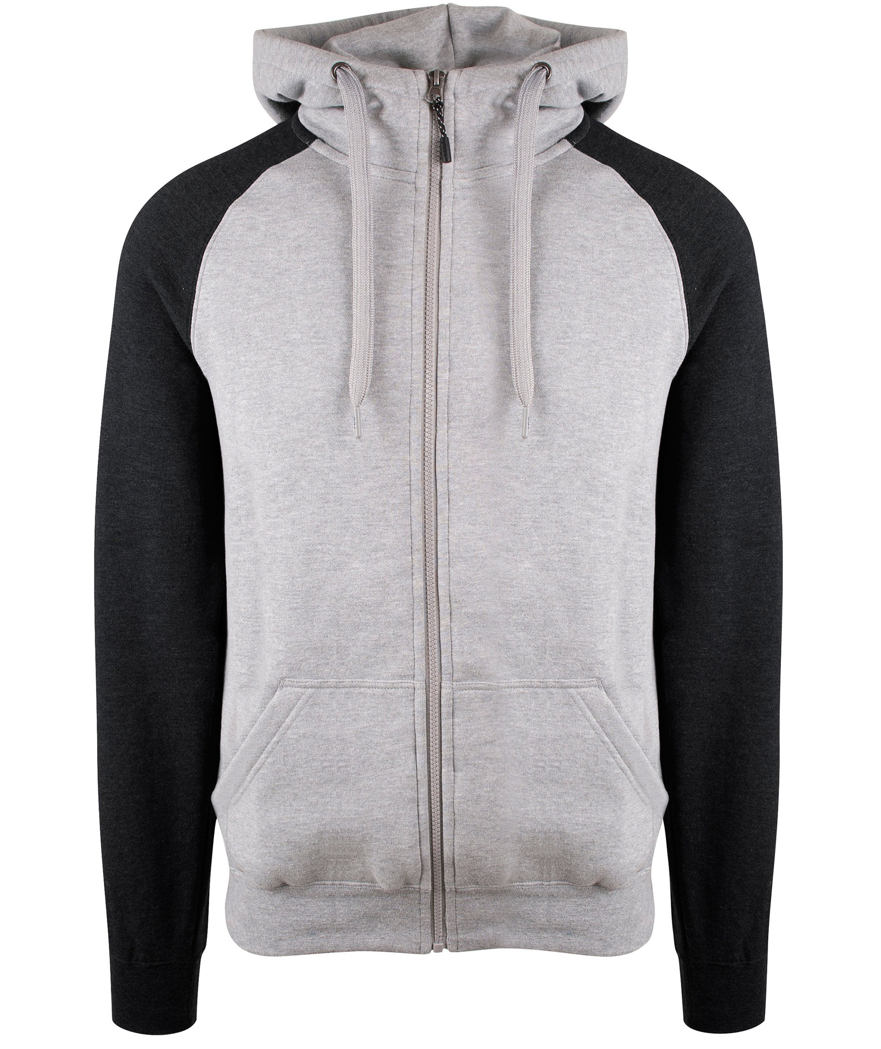 YOU Bronx Raglan sweat h&aelig;ttetr&oslash;je med lynl&aring;s, Gr&aring;meleret/koksmeleret