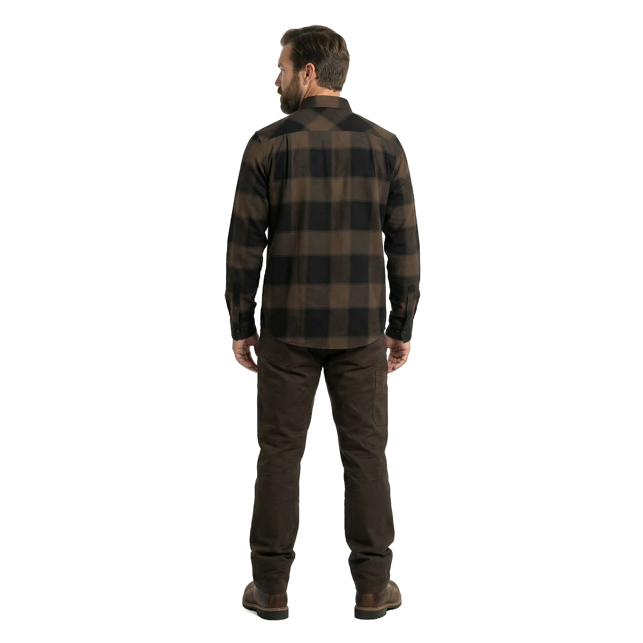 Westborn light flannelskjorte, Brown/Black, large image number 3