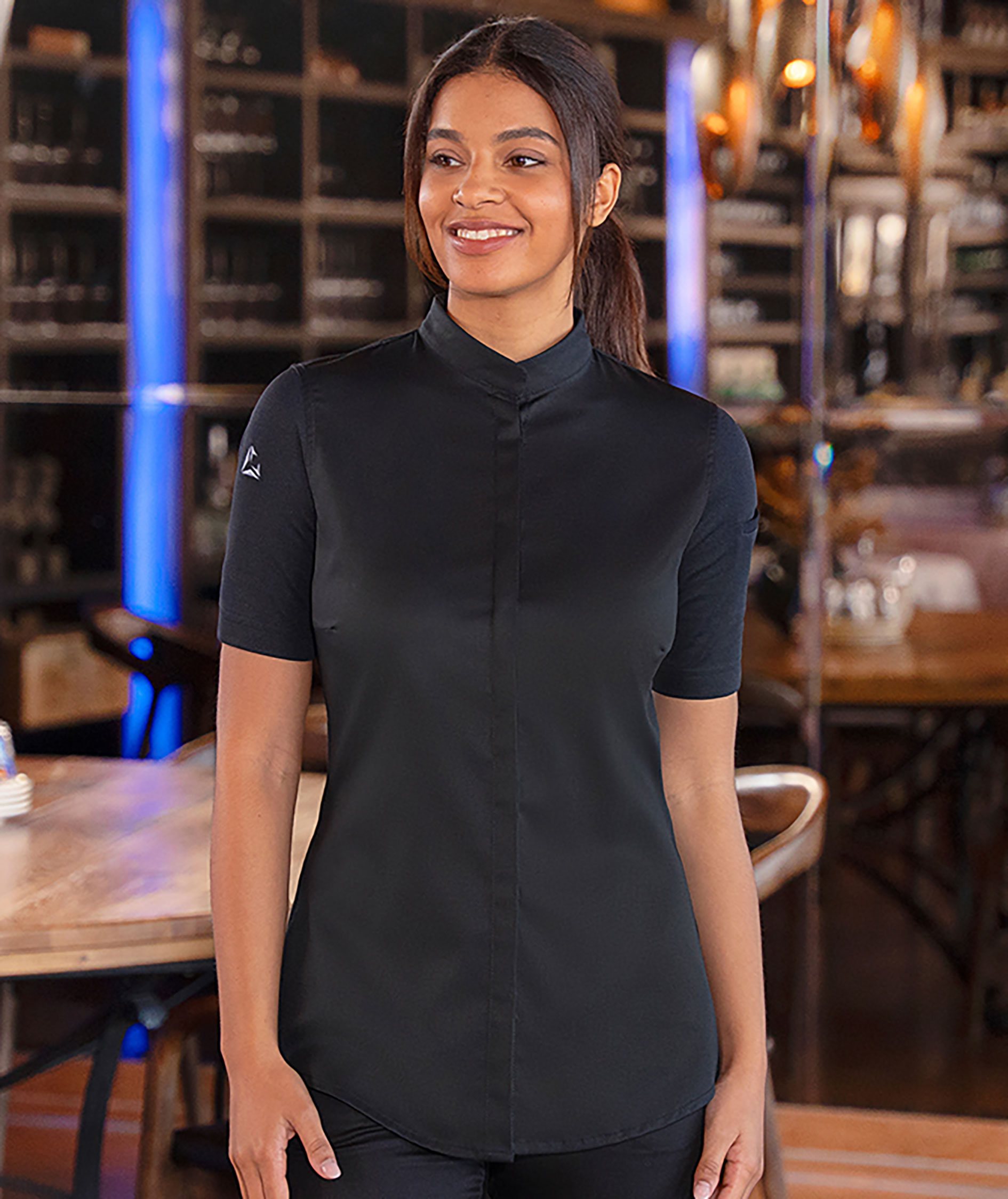 Karlowsky DIAMOND CUT&reg; Avantgarde kurz&auml;rmlige Damen Kochjacke, Black, large image number 1