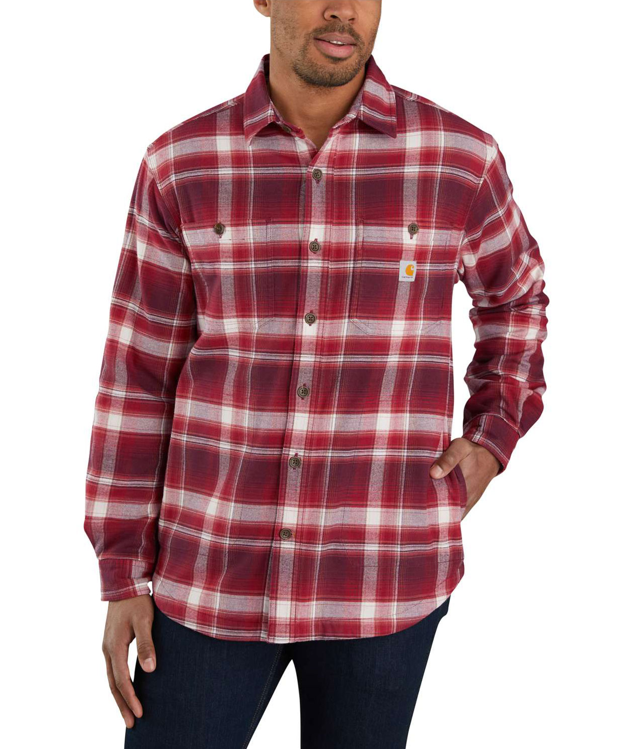 Carhartt Hamilton fodrad skjorta jacka, Oxblood Red