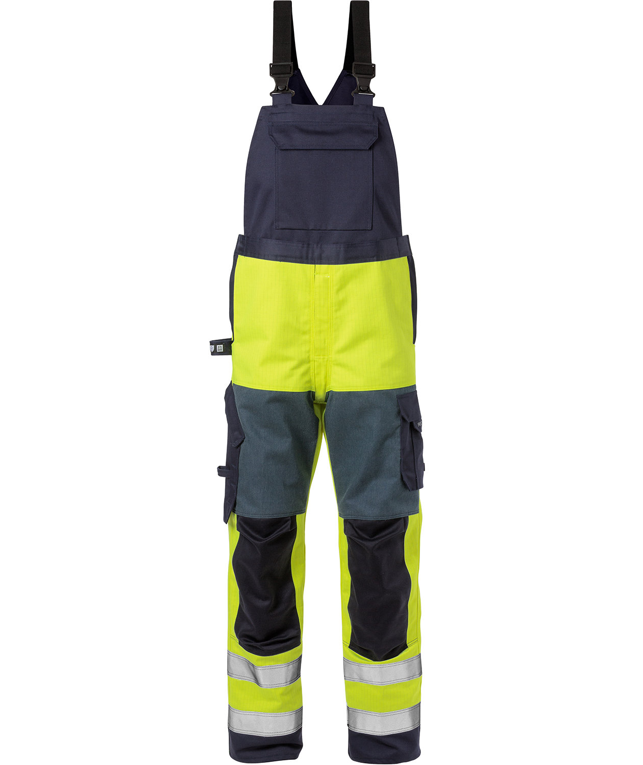 Fristads Flame selebukse 1585 FLAM, Hi-vis gul/marinebl&aring;