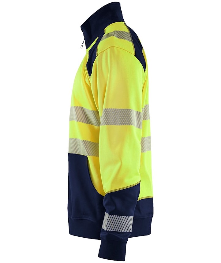 Bl&aring;kl&auml;der half zip sweatshirt, Hi-Vis yellow/marine, large image number 3