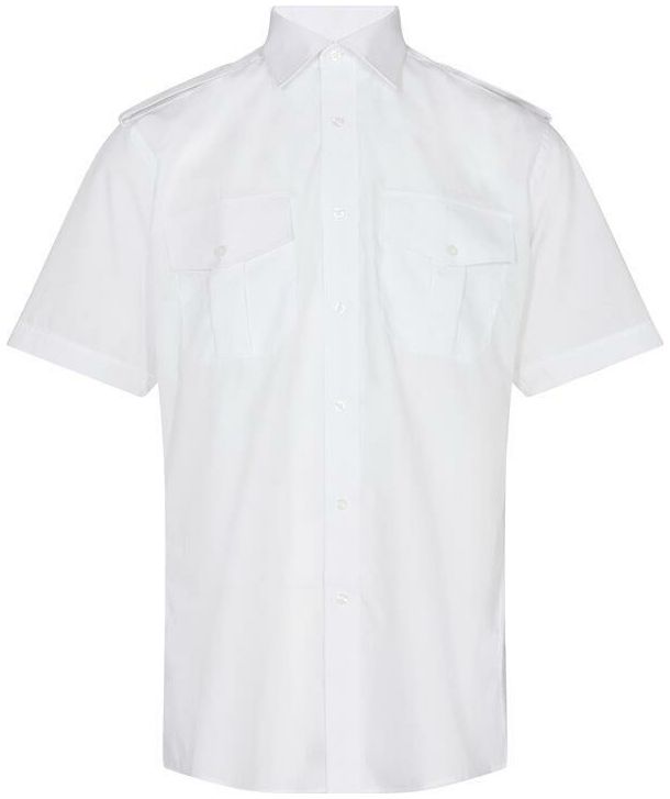 Angli Classic+ fit kortermet uniformsskjorte, Hvit