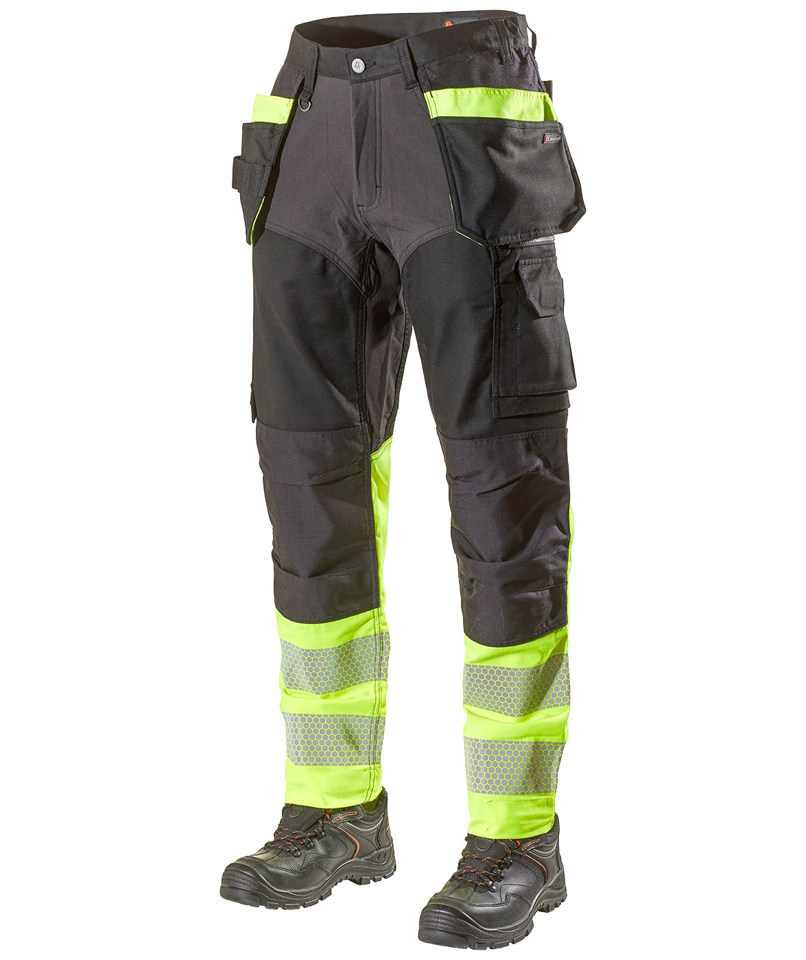 L.Brador hantverksbyxa 1074PB, Svart/Varselgul