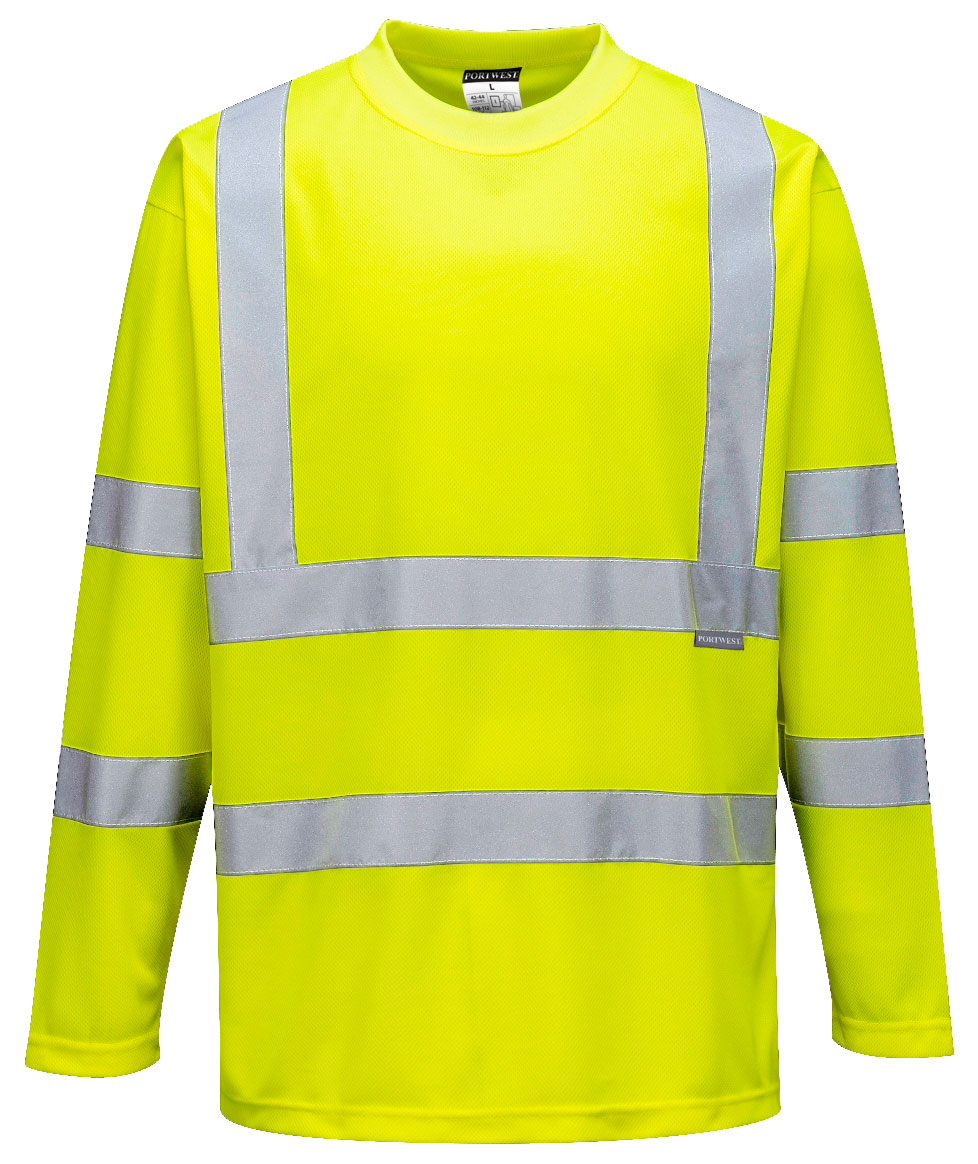 Portwest l&aring;ng&auml;rmad T-shirt, Varsel Gul