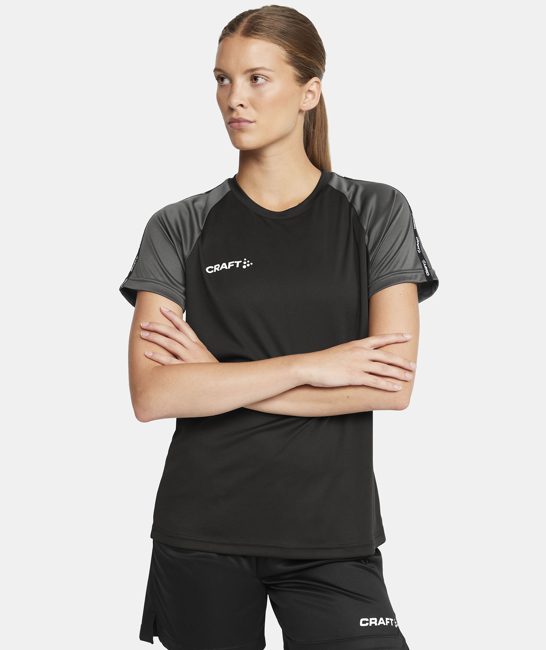 Craft Squad 2.0 Contrast Damen T-Shirt, Black/Granite, large image number 4