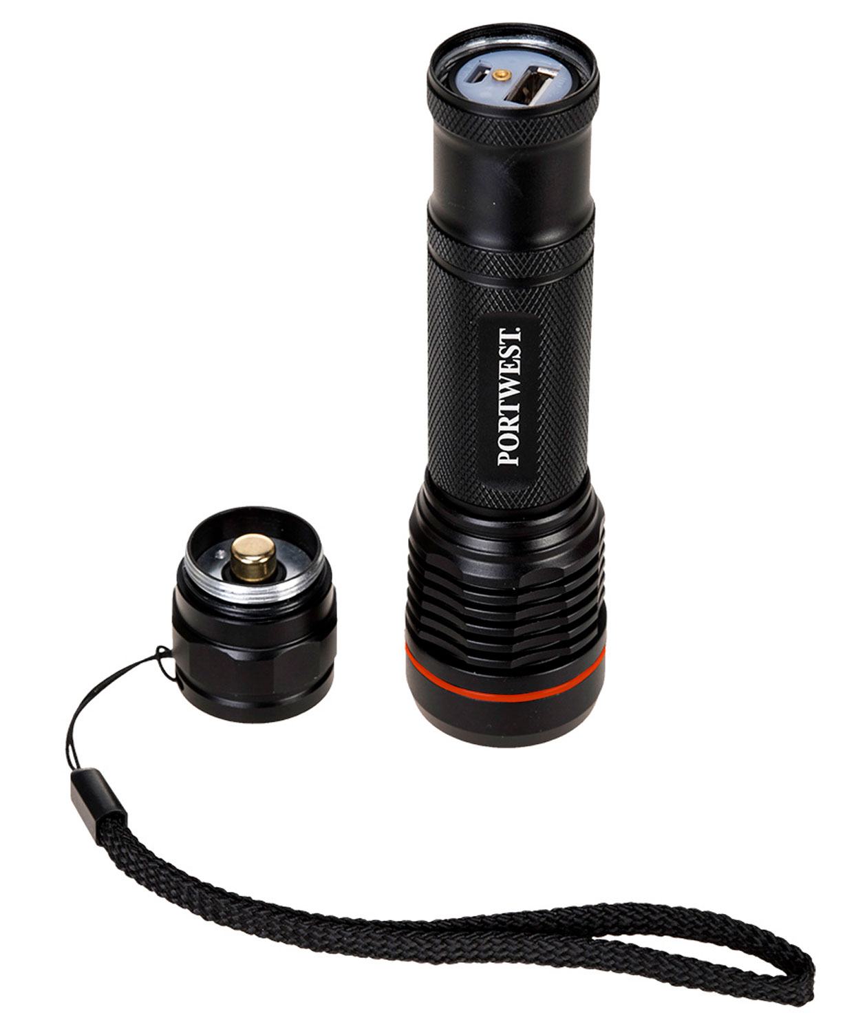 Portwest PA75 USB genopladelig lommelygte, Sort, large image number 1