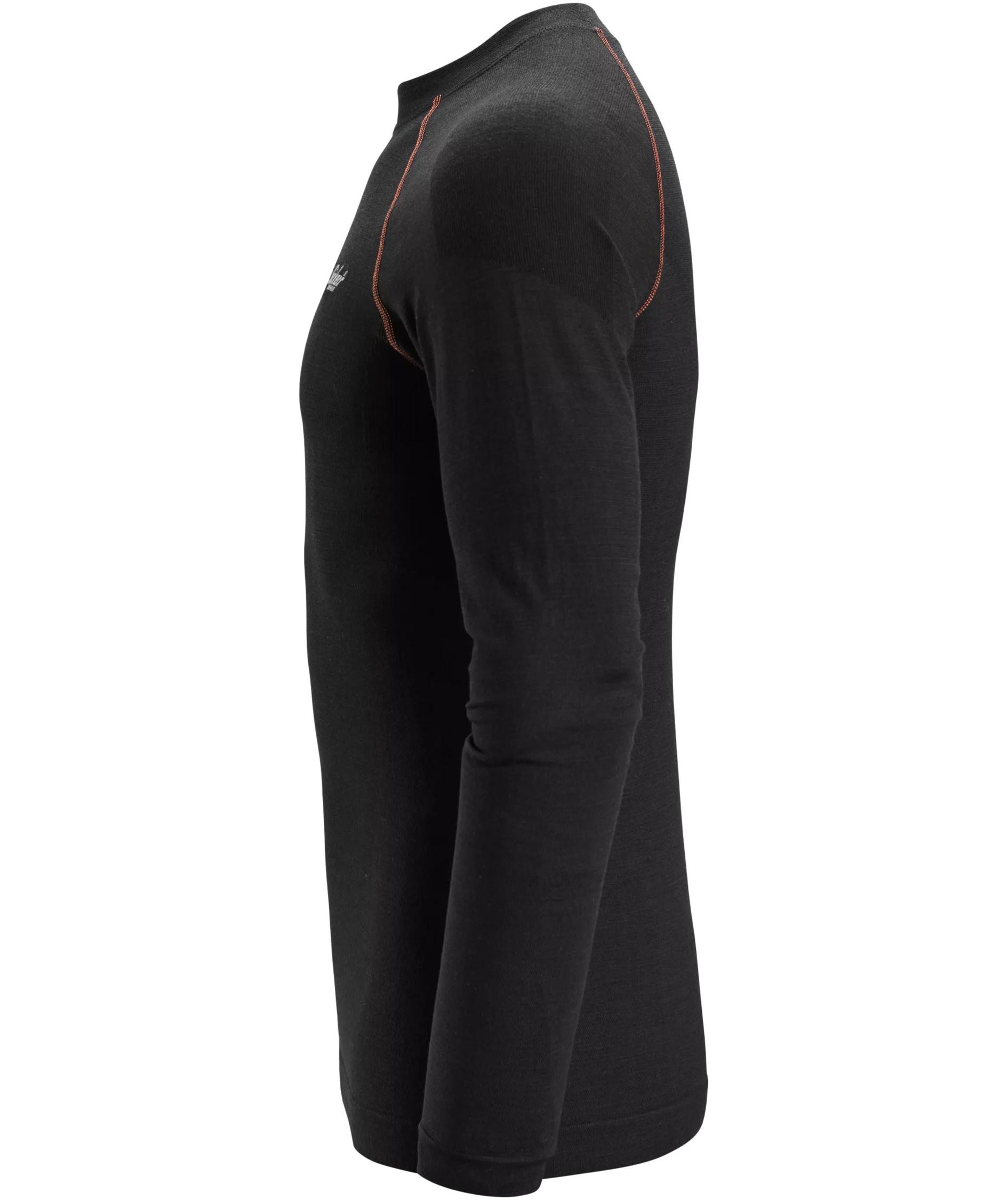 Snickers lang&aelig;rmet thermal crewneck with wool, Black, large image number 4
