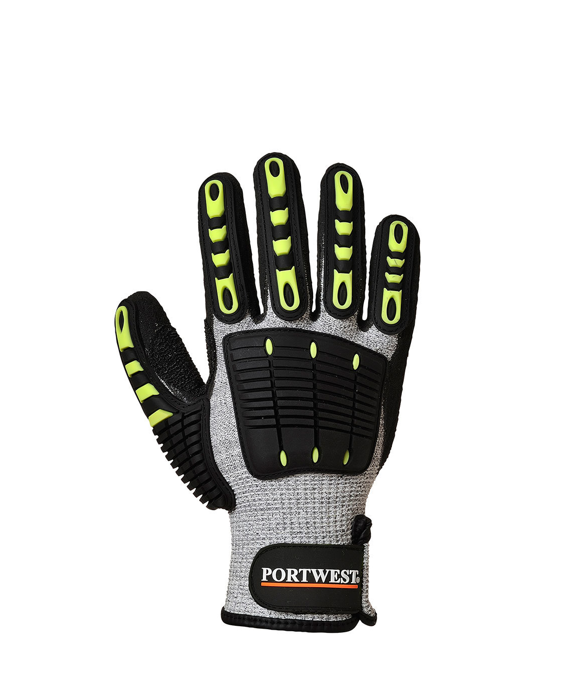 Portwest A722 Slagd&auml;mpande sk&auml;rskyddshandskar Cut C, Svart/Gr&aring;, large image number 2