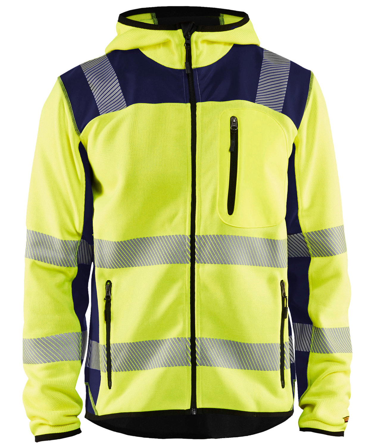 Bl&aring;kl&auml;der strikket softshelljakke, Hi-Vis gul/marinebl&aring;