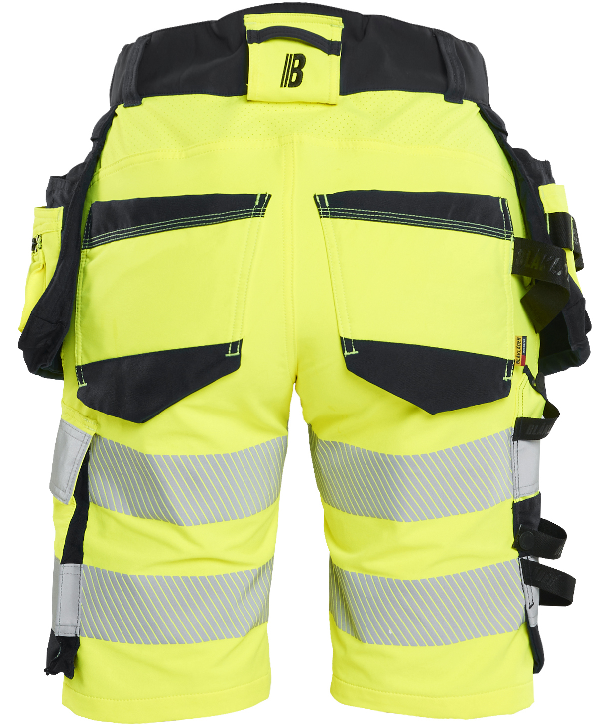 Bl&aring;kl&auml;der dame h&aring;ndv&aelig;rkershorts full stretch, Hi-vis Gul/Sort