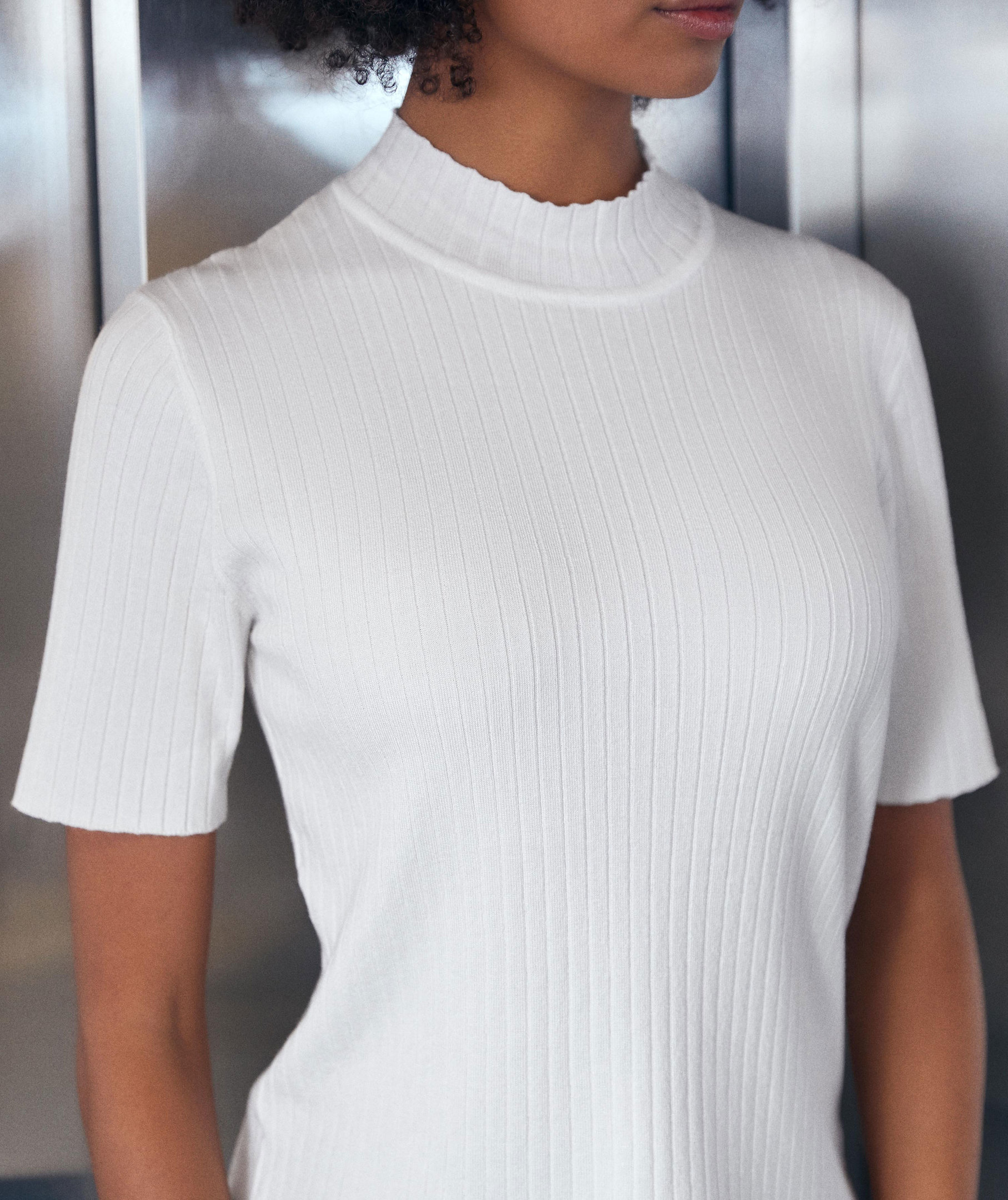 CC55 Paris dame T-shirt med turtleneck, Vit