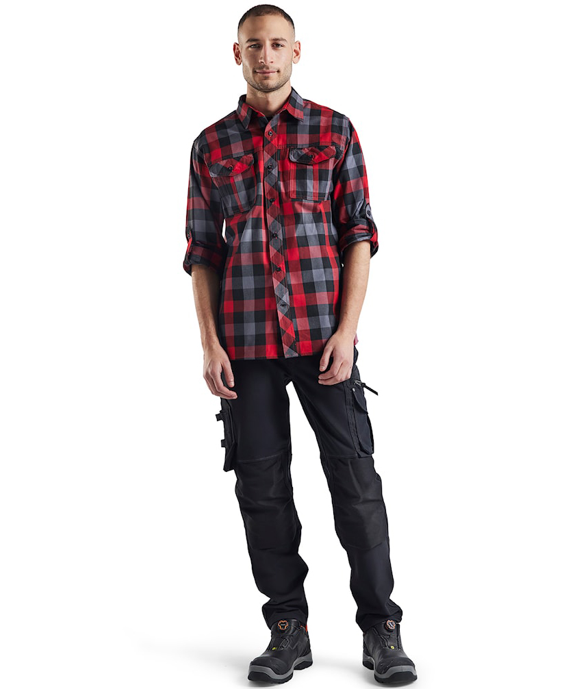 Bl&aring;kl&auml;der flannel snekkerskjorte