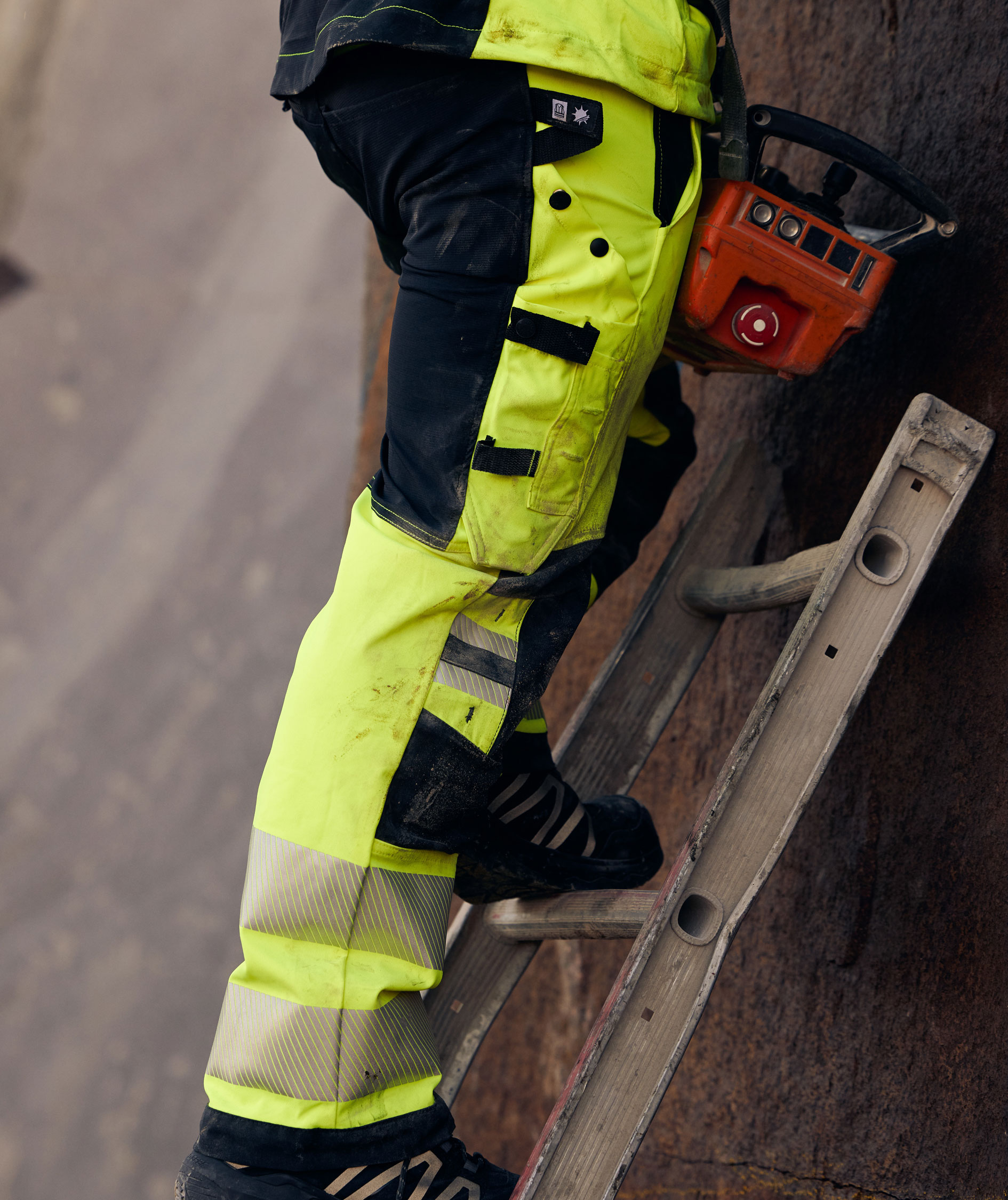 Fristads Green work trousers 2645 GSTP full stretch, Hi-Vis yellow/marine, large image number 4