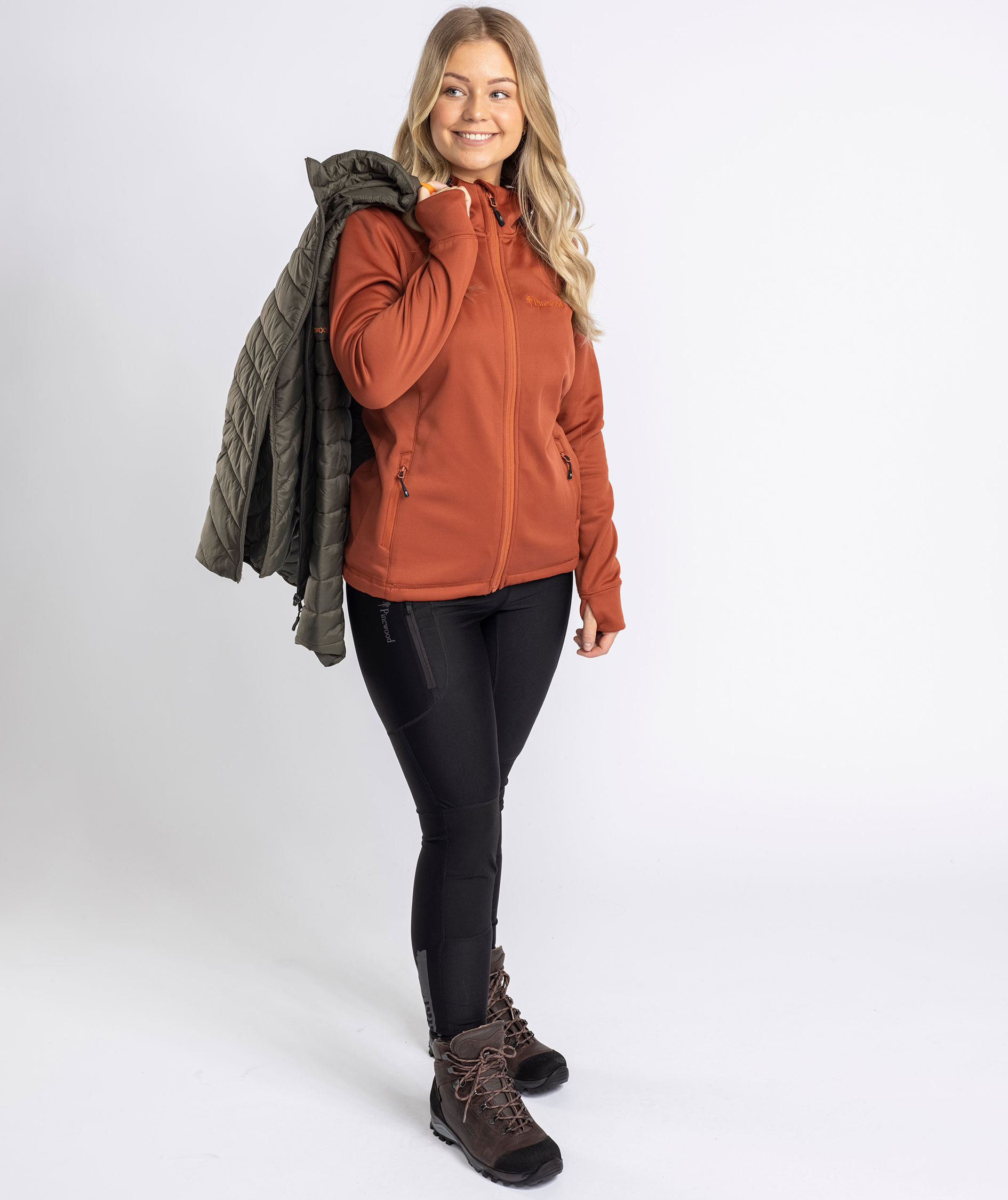 Pinewood Finnveden dame fleecejakke, Terracotta, large image number 3