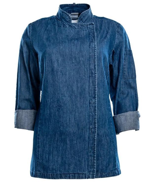 Hejco Cumin women's chefs jacket, Denim blue