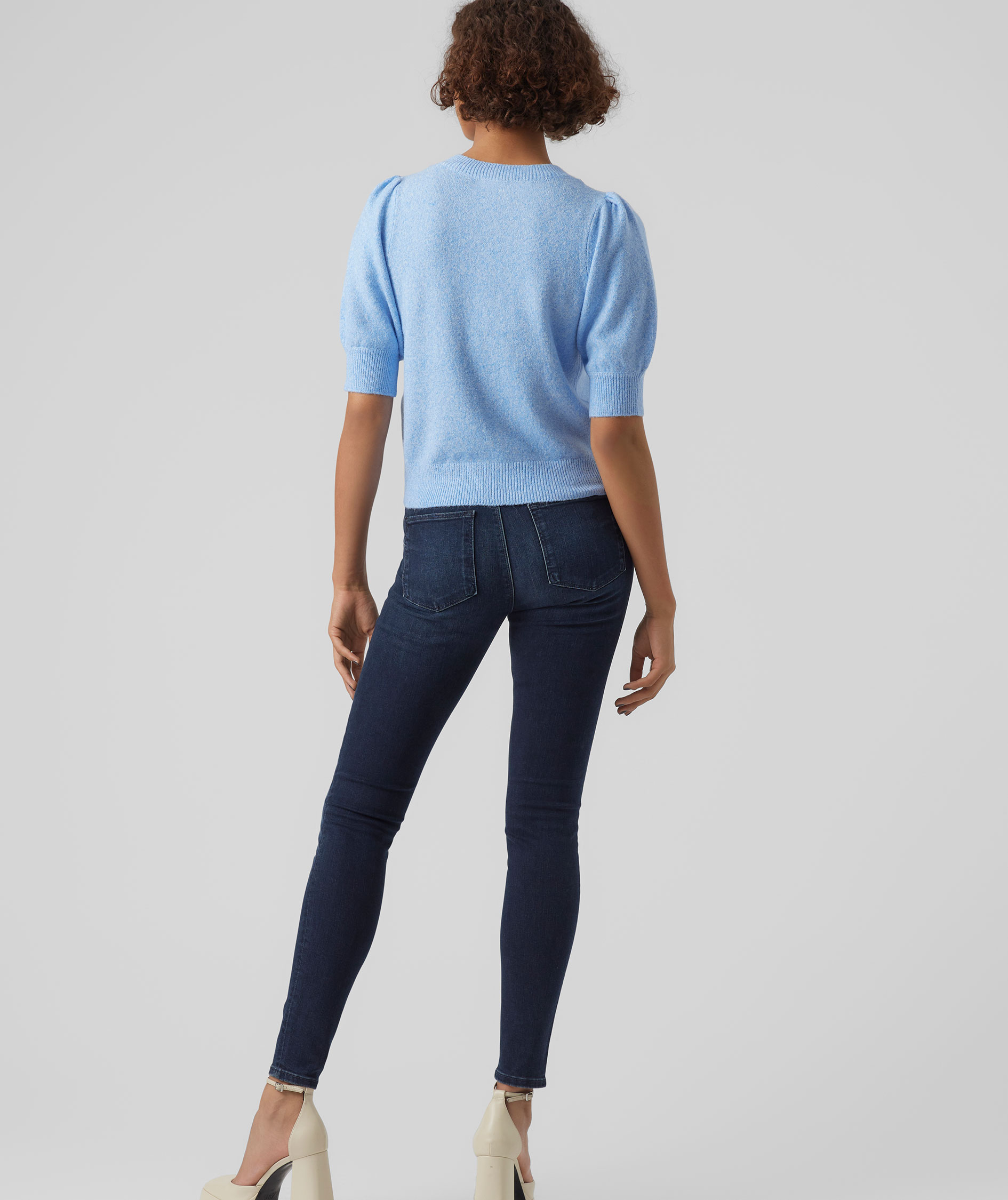 Vero Moda VMDOFFY kortermet dame strikket genser, Little Boy Blue, large image number 2