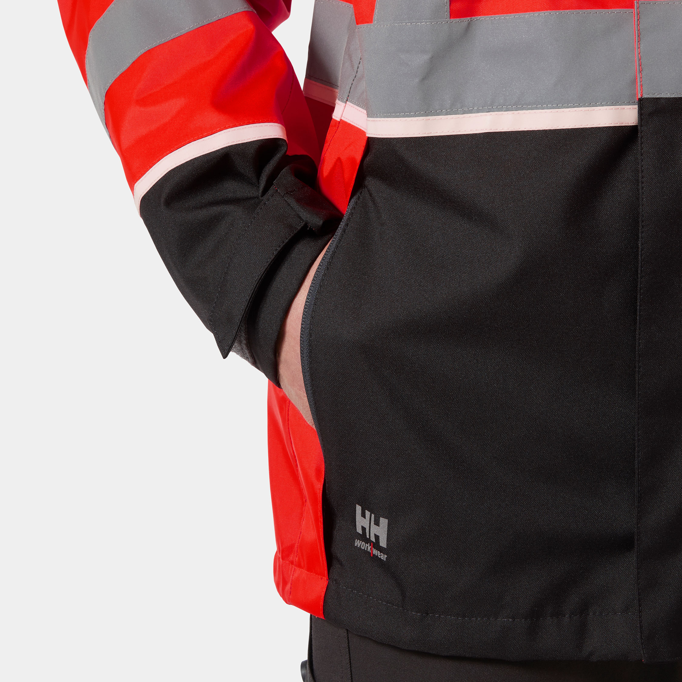 Helly Hansen UC-ME shell jacket, Hi-Vis Red/Ebony, large image number 7