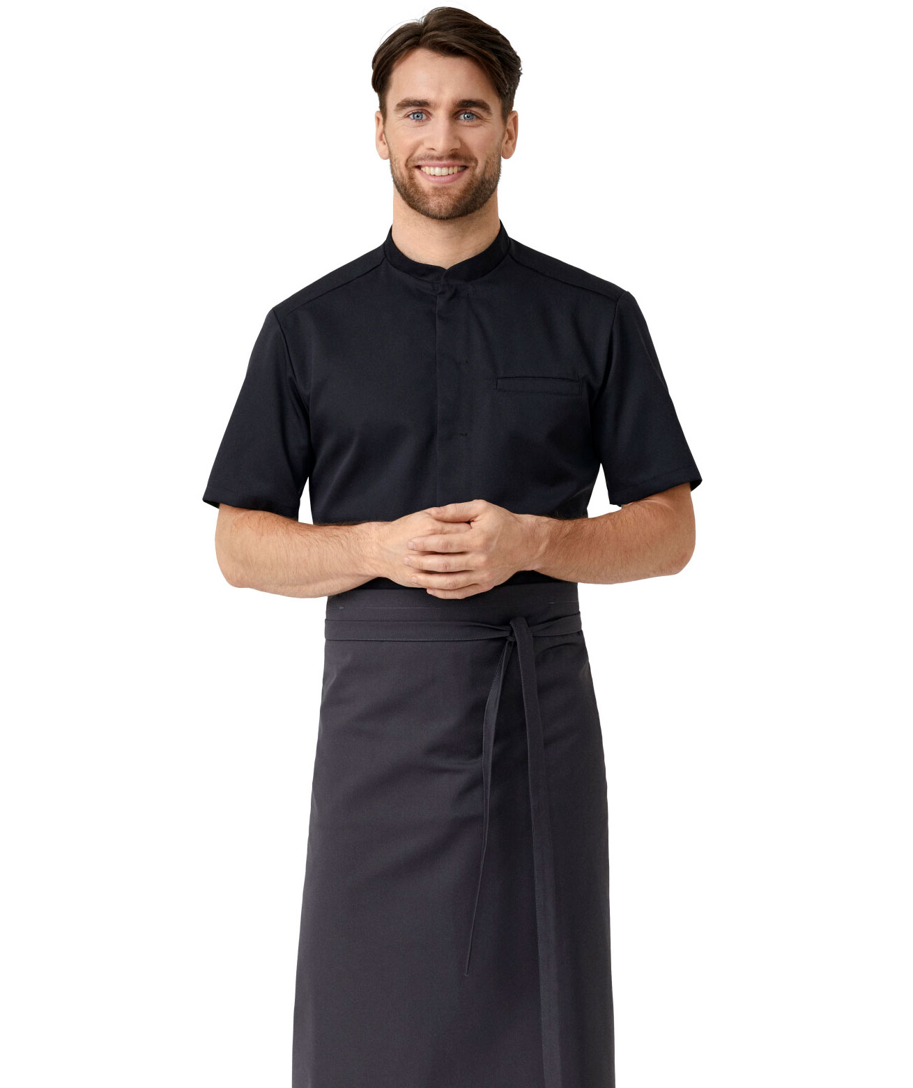 Kentaur Refibra&trade; Tencel kort&aelig;rmet kokkejakke, Sort